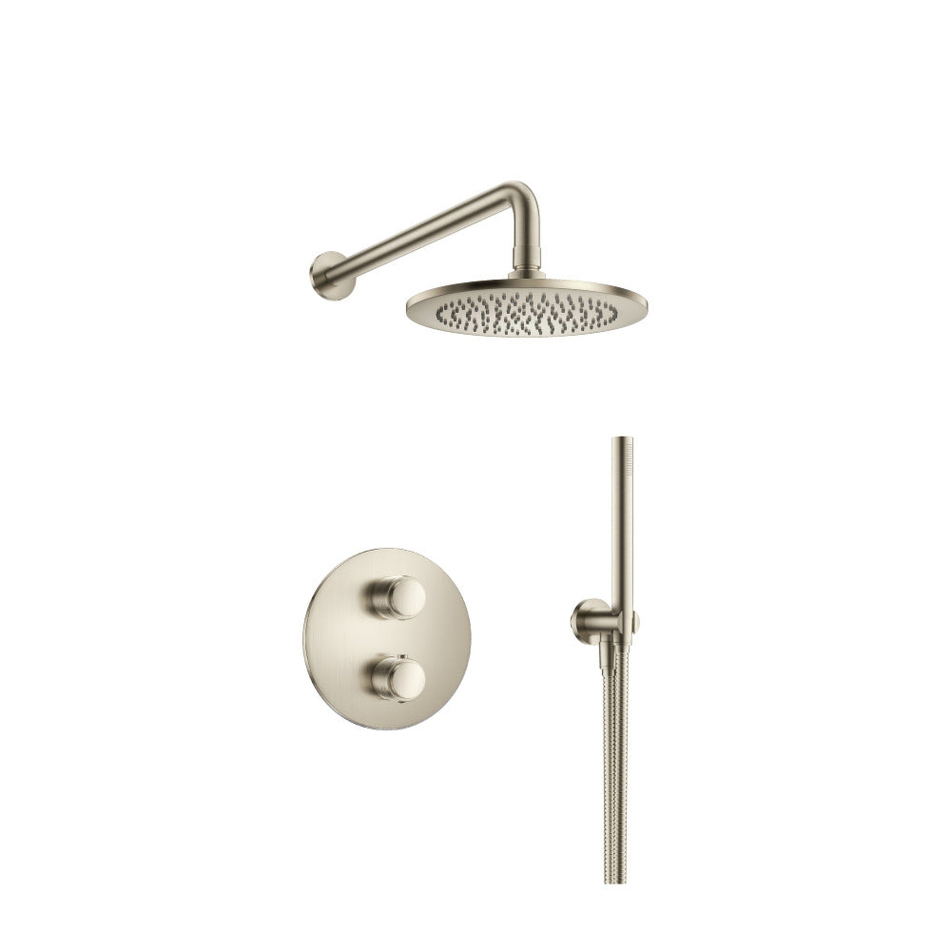 Flusso Faucets Serie 250 Two Output Shower Set With Shower Head and Hand Held in Brushed Nickel