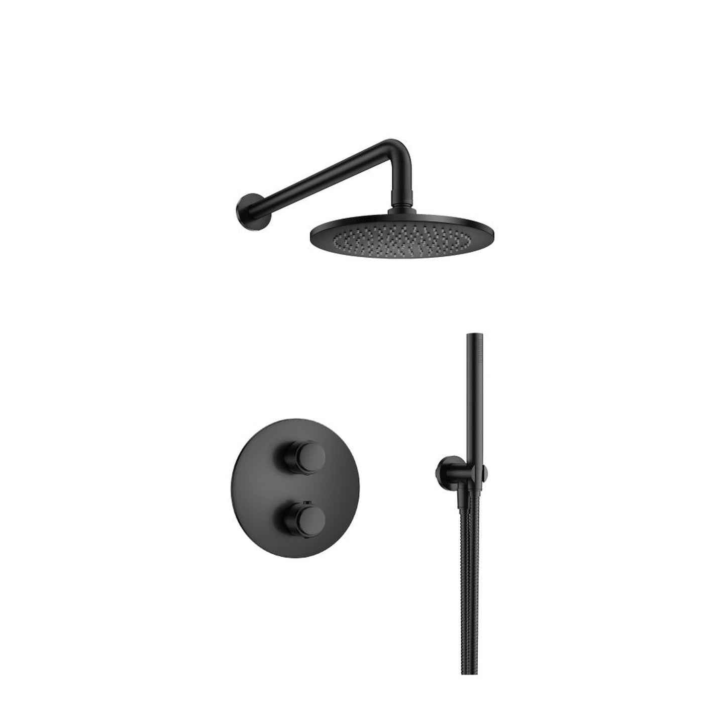 Flusso Faucets Serie 250 Two Output Shower Set With Shower Head and Hand Held in Matte Black