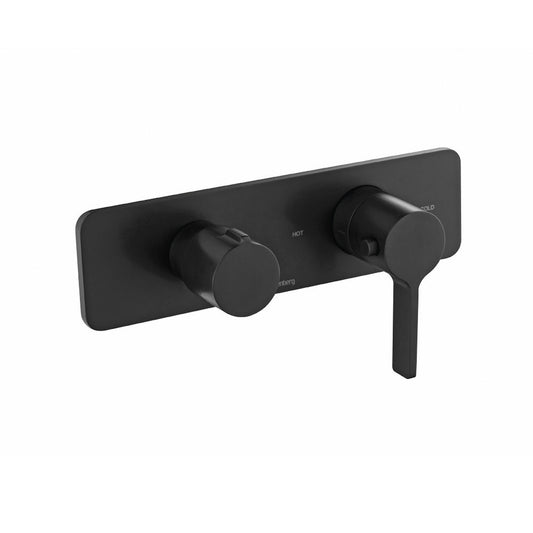 Flusso Faucets Serie 260 3/4" Three Output Horizontal Thermostatic Shower Valve and Trim in Matte Black