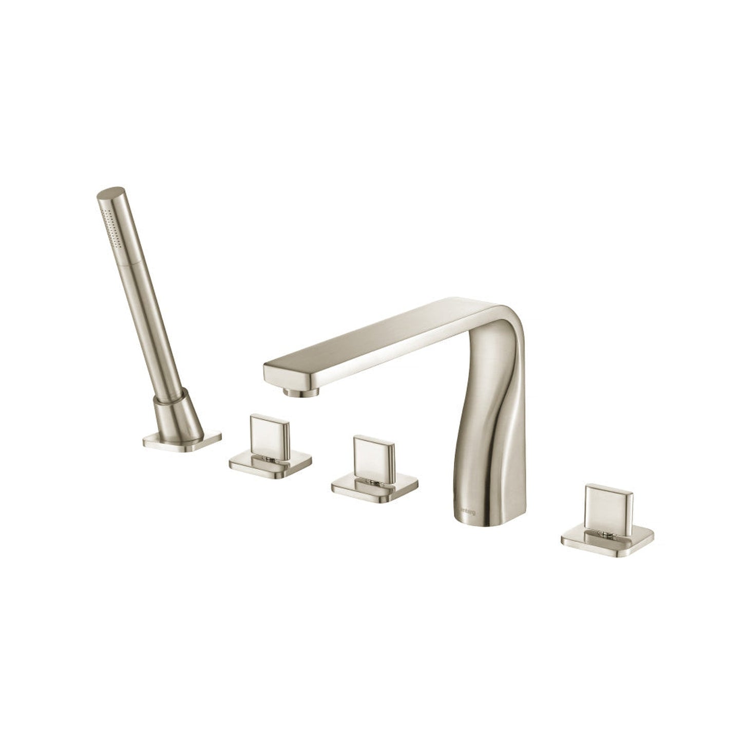 Flusso Faucets Serie 260 Five Hole Deck Mounted Roman Tub Faucet With Hand Shower in Brushed Nickel