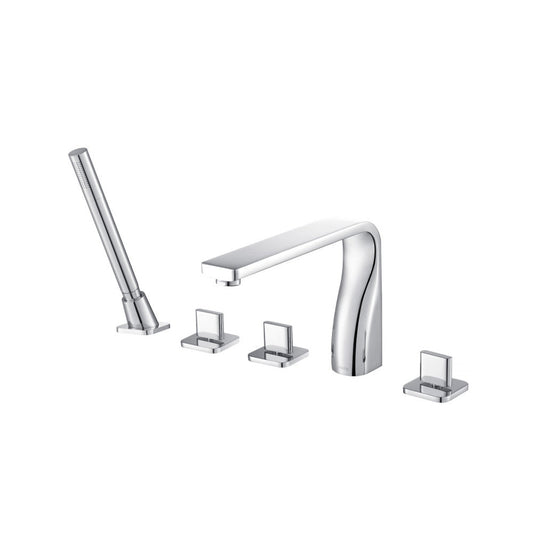 Flusso Faucets Serie 260 Five Hole Deck Mounted Roman Tub Faucet With Hand Shower in Chrome