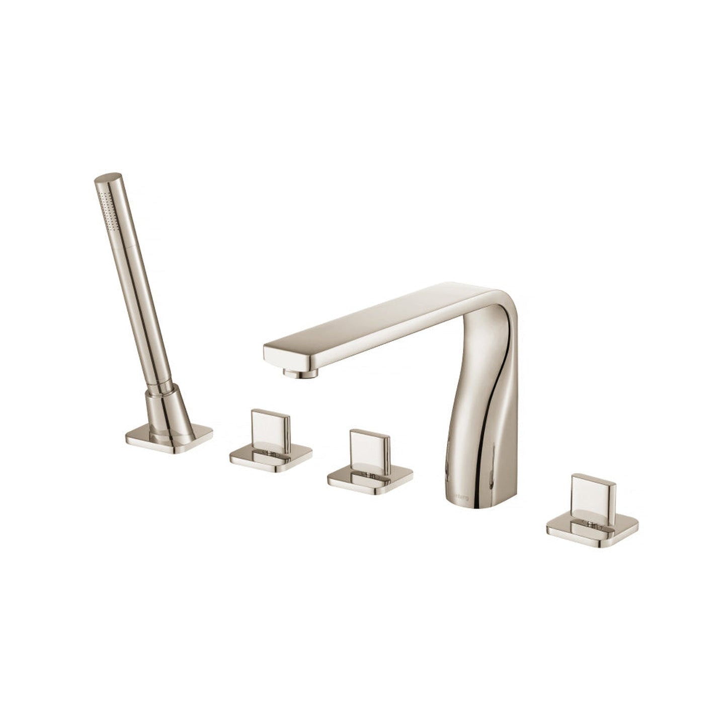 Flusso Faucets Serie 260 Five Hole Deck Mounted Roman Tub Faucet With Hand Shower in Polished Nickel