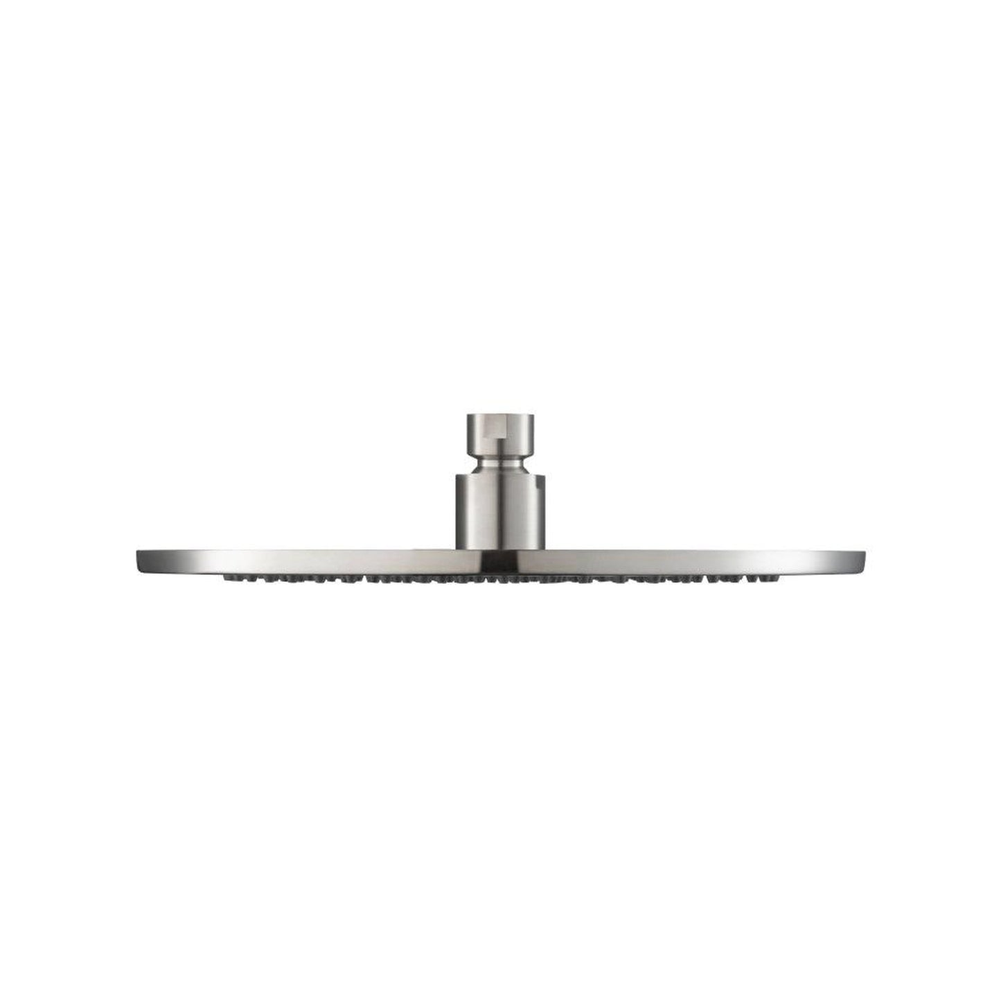 Flusso Faucets Serie 260 Single Output Brushed Nickel PVD Wall-Mounted Shower Set With Single Function Round Rain Shower Head, Two-Handle Shower Trim and 1-Output Horizontal / Vertical Thermostatic Valve With Integrated Volume Control
