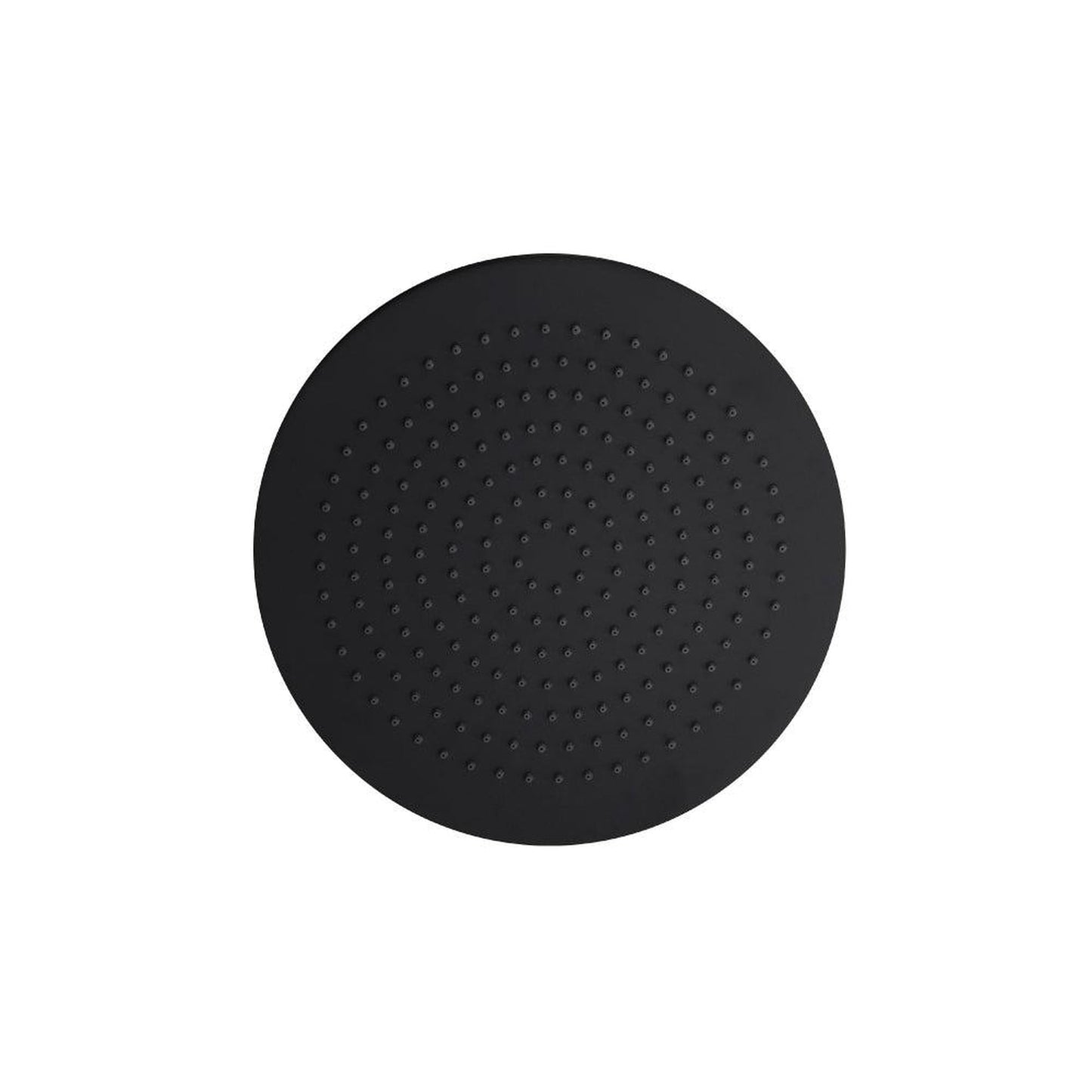 Flusso Faucets Serie 260 Single Output Matte Black Wall-Mounted Shower Set With Round Rain Shower Head, Two-Handle Shower Trim and 1-Output Horizontal / Vertical Wall-Mounted Thermostatic Shower / Bathtub Valve With Integrated Volume Control