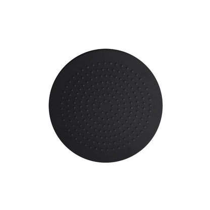 Flusso Faucets Serie 260 Single Output Matte Black Wall-Mounted Shower Set With Round Rain Shower Head, Two-Handle Shower Trim and 1-Output Horizontal / Vertical Wall-Mounted Thermostatic Shower / Bathtub Valve With Integrated Volume Control