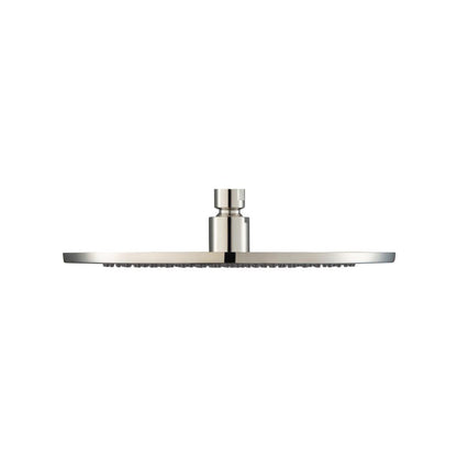 Flusso Faucets Serie 260 Single Output Polished Nickel PVD Wall-Mounted Shower Set With Single Function Round Rain Shower Head, Two-Handle Shower Trim and 1-Output Horizontal / Vertical Thermostatic Valve With Integrated Volume Control