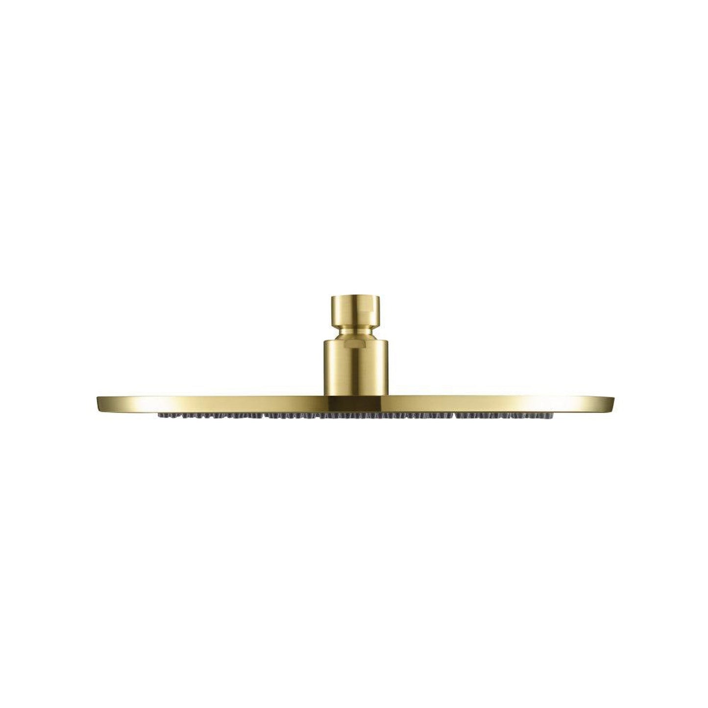 Flusso Faucets Serie 260 Single Output Satin Brass PVD Wall-Mounted Shower Set With Round Rain Shower Head, Two-Handle Shower Trim and 1-Output Horizontal / Vertical Wall-Mounted Thermostatic Shower / Bathtub Valve With Integrated Volume Control