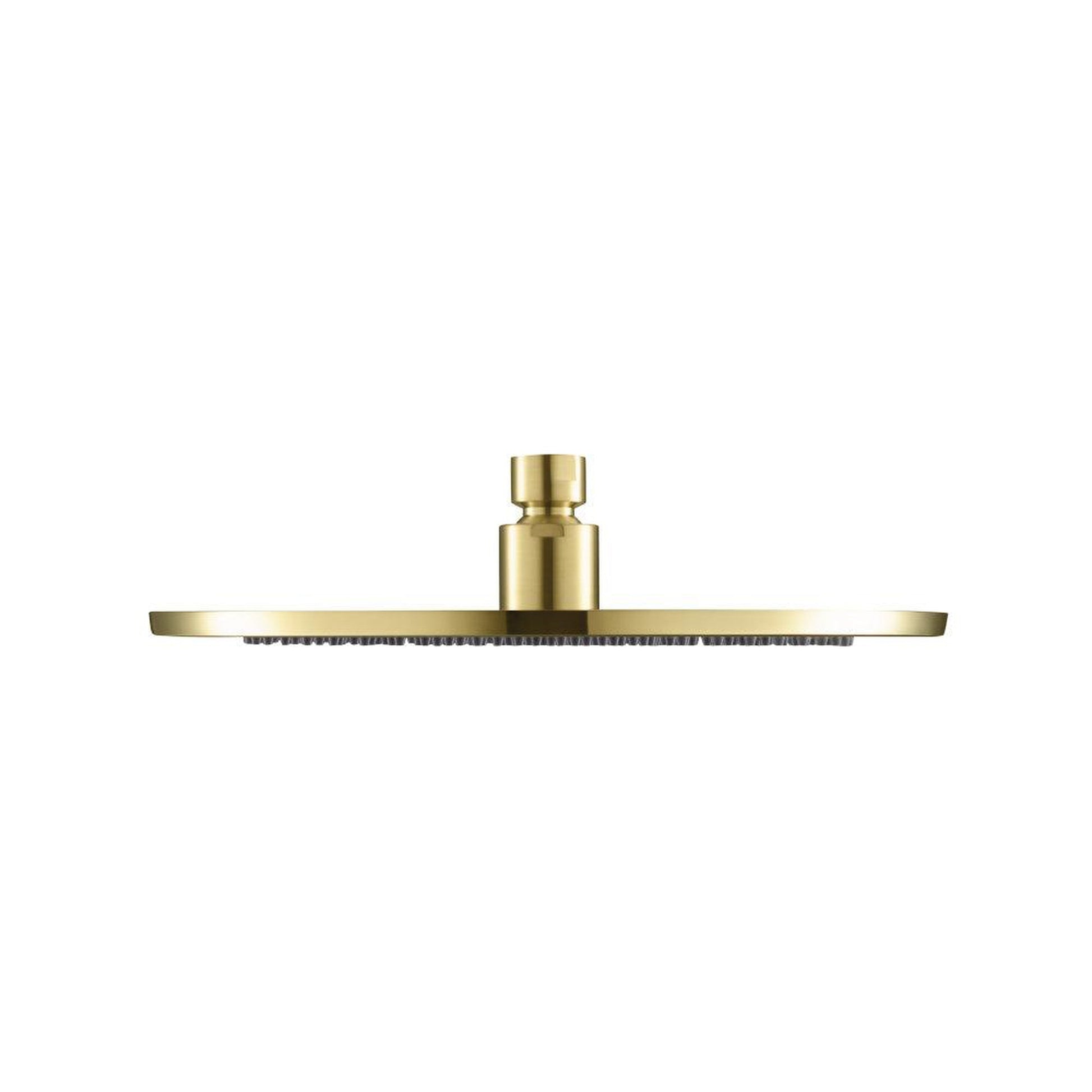 Flusso Faucets Serie 260 Single Output Satin Brass PVD Wall-Mounted Shower Set With Round Rain Shower Head, Two-Handle Shower Trim and 1-Output Horizontal / Vertical Wall-Mounted Thermostatic Shower / Bathtub Valve With Integrated Volume Control