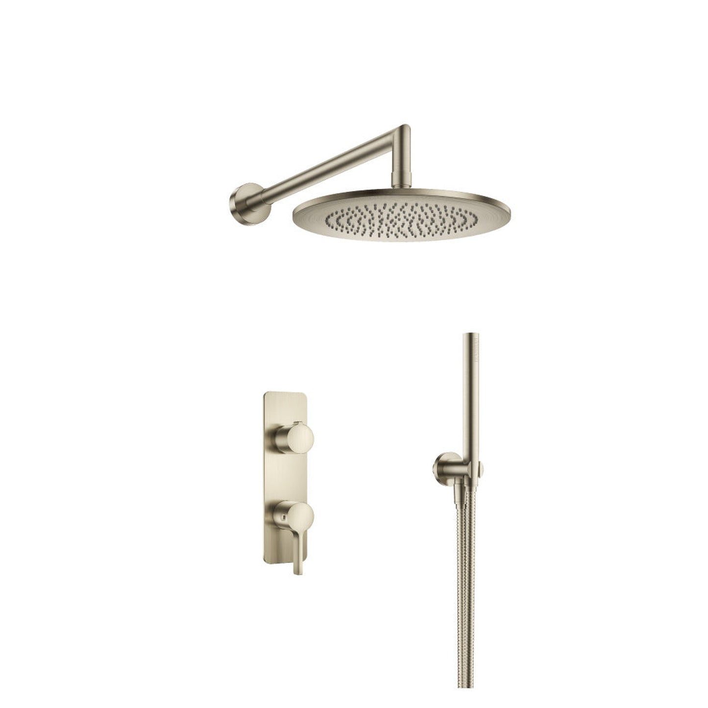 Flusso Faucets Serie 260 Two Output Shower Set With Shower Head and Hand Held in Brushed Nickel