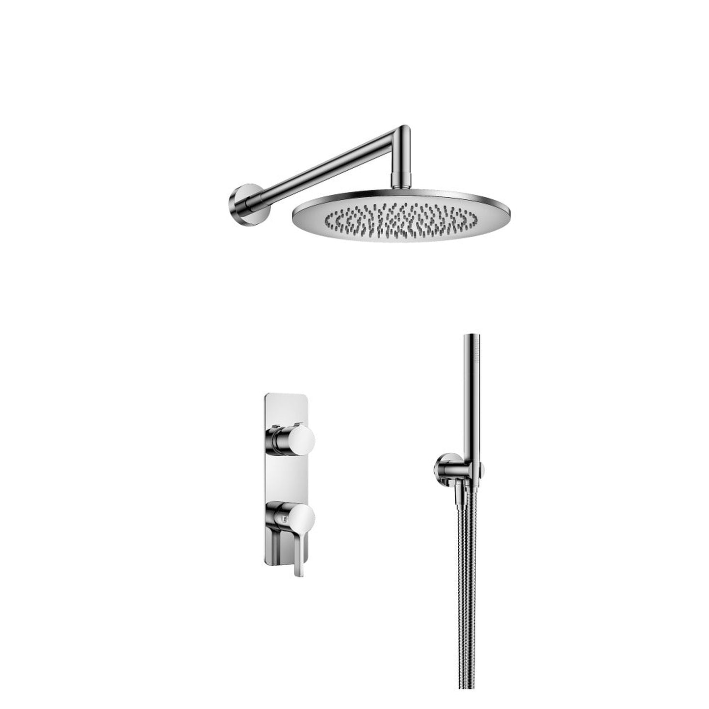 Flusso Faucets Serie 260 Two Output Shower Set With Shower Head and Hand Held in Chrome