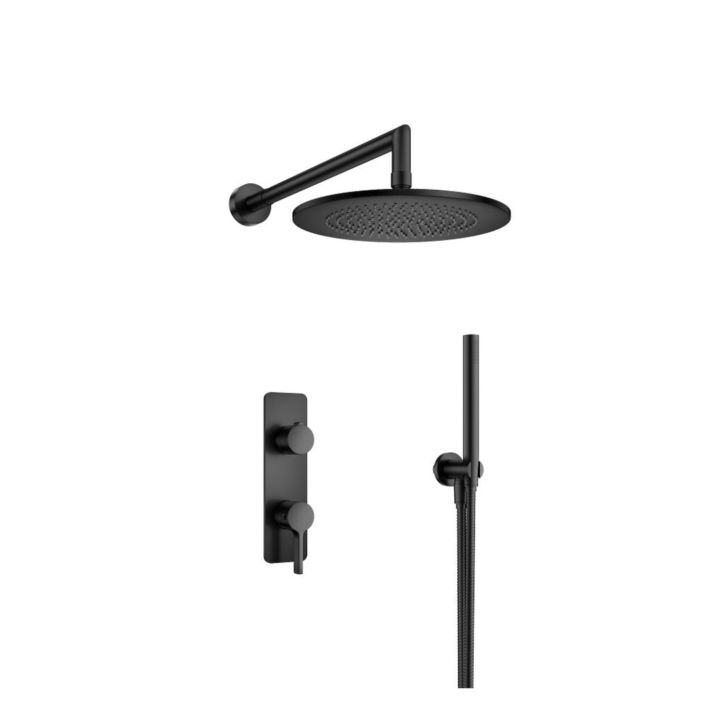 Flusso Faucets Serie 260 Two Output Shower Set With Shower Head and Hand Held in Matte Black