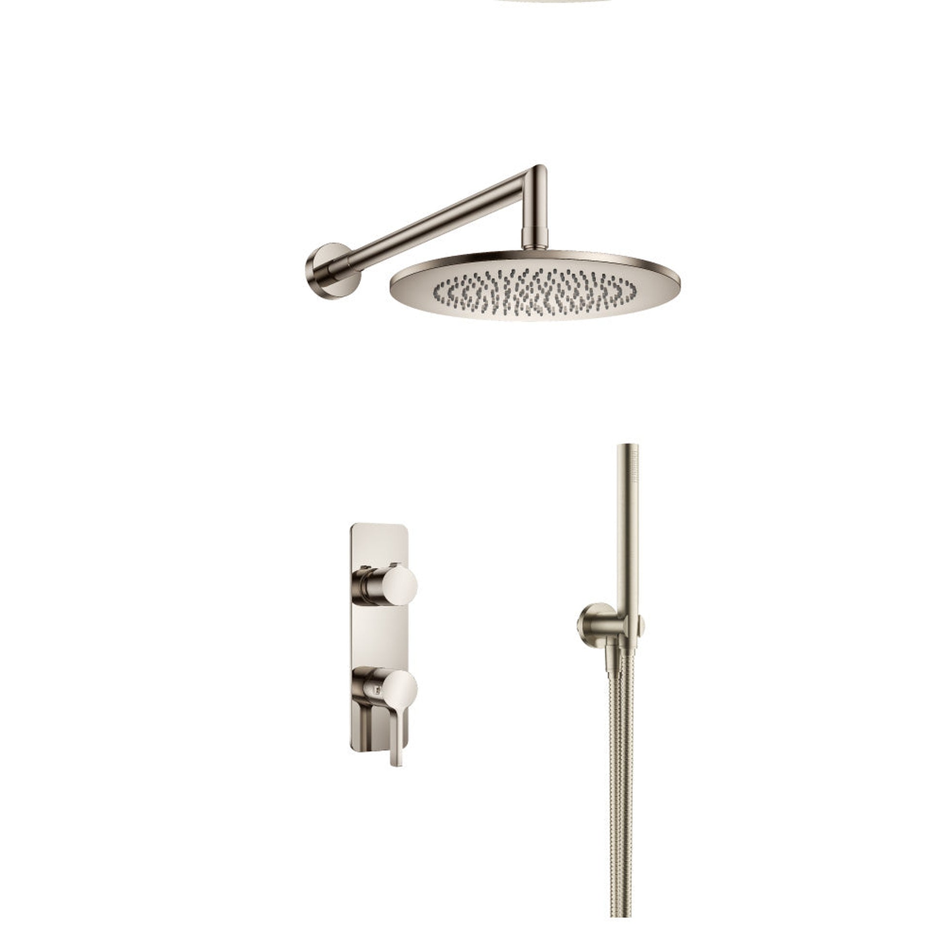 Flusso Faucets Serie 260 Two Output Shower Set With Shower Head and Hand Held in Polished Nickel