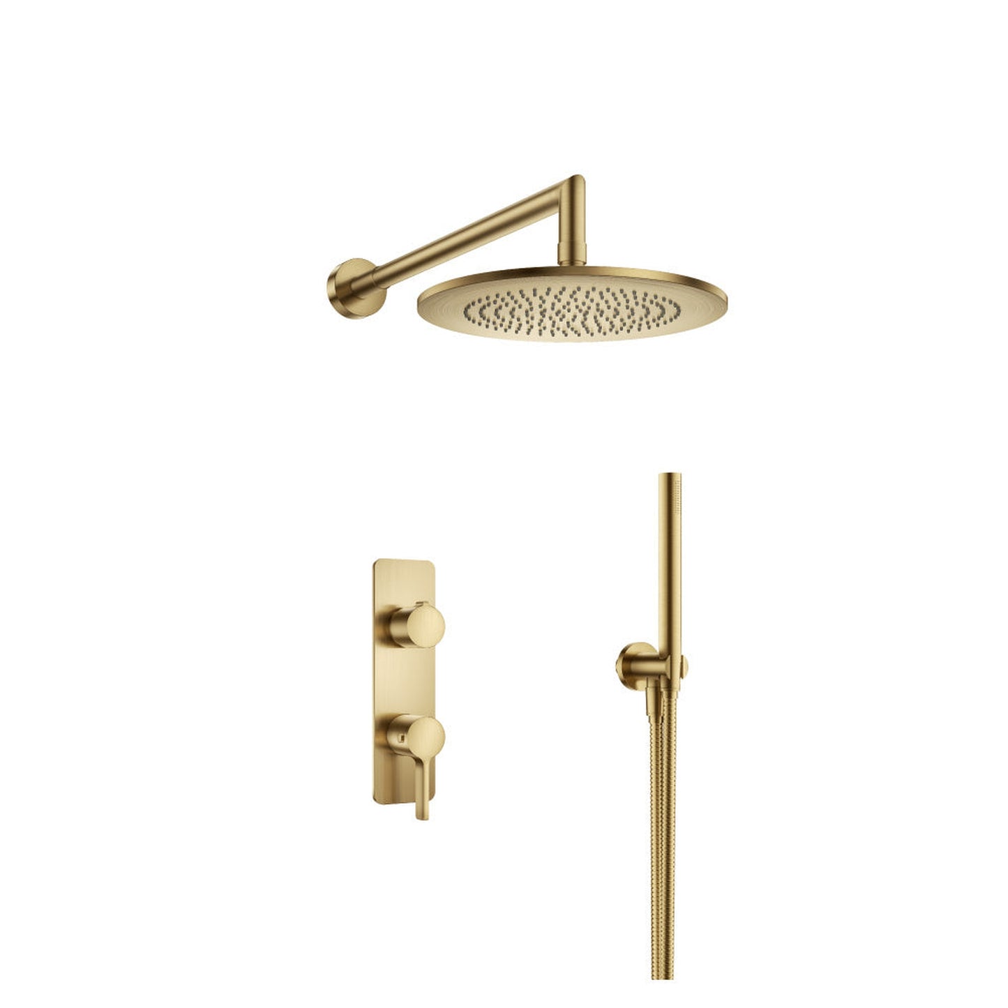 Flusso Faucets Serie 260 Two Output Shower Set With Shower Head and Hand Held in Satin Brass
