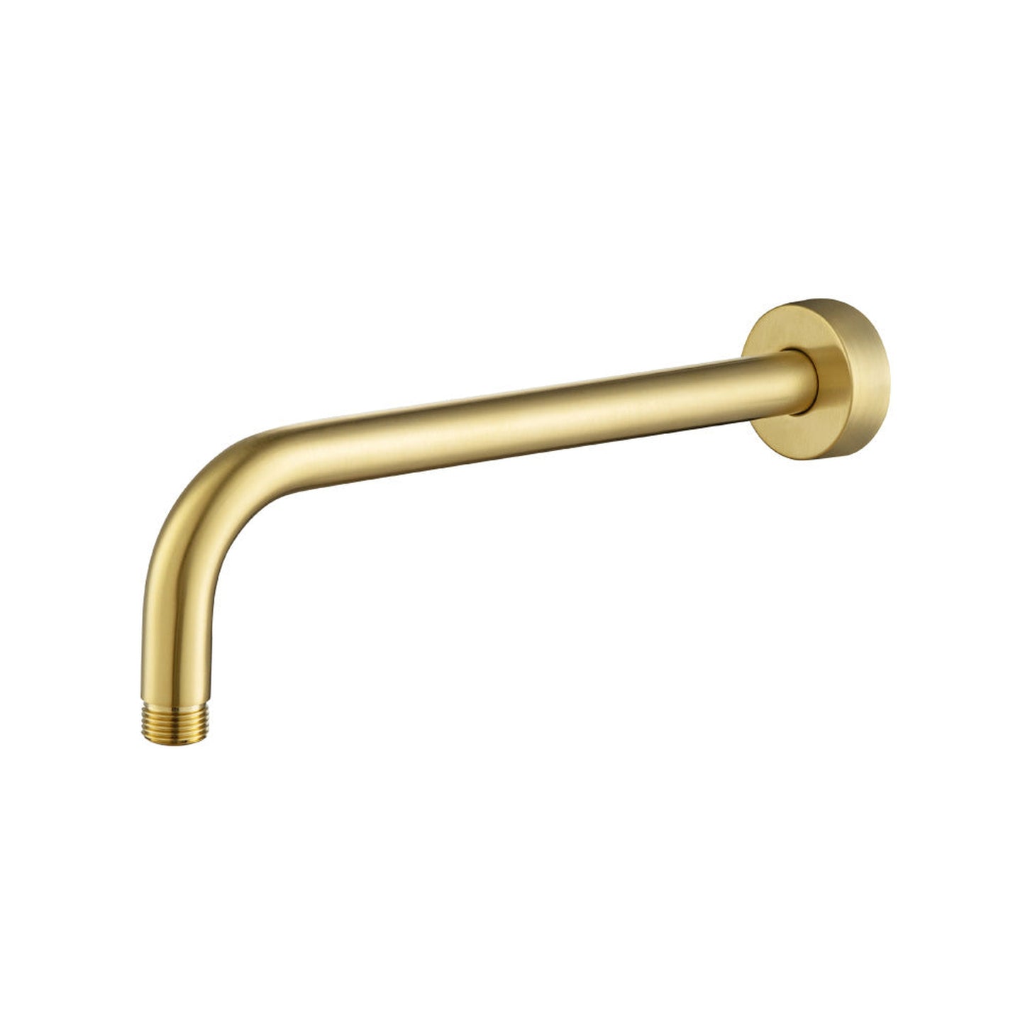 Flusso Faucets Universal Fixtures 12" Wall Mount Round Shower Arm With Flange in Satin Brass