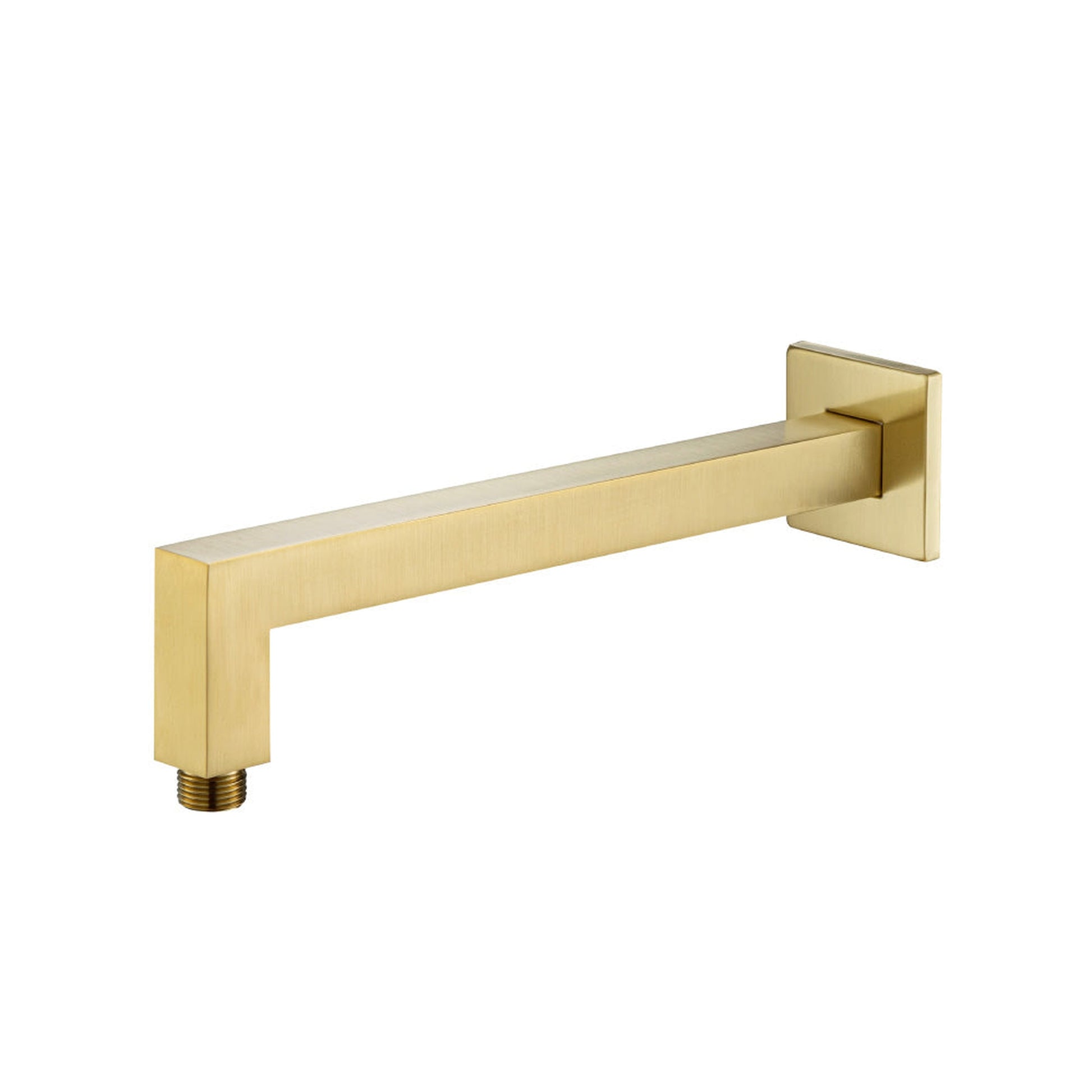 Flusso Faucets Universal Fixtures 12" Wall Mount Square Shower Arm With Flange in Satin Brass