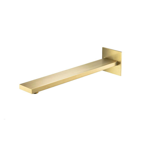 Flusso Faucets Universal Fixtures 16" Wall Mount Shower Arm With Flange in Satin Brass