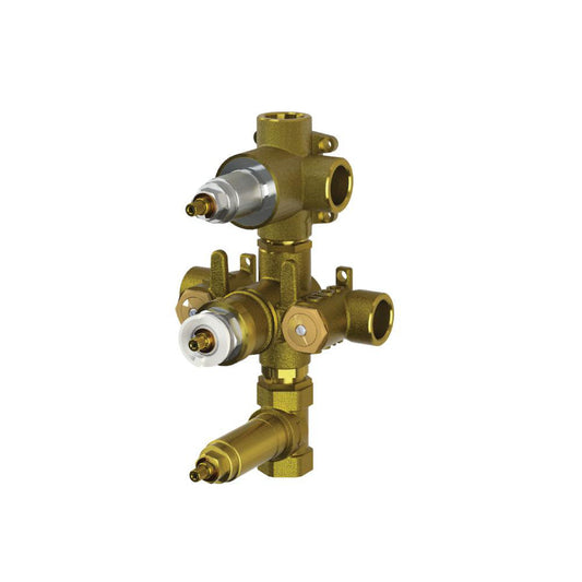 Flusso Faucets Universal Fixtures 3/4" Three Output Thermostatic Valve in Rough Brass (TVH.4501)