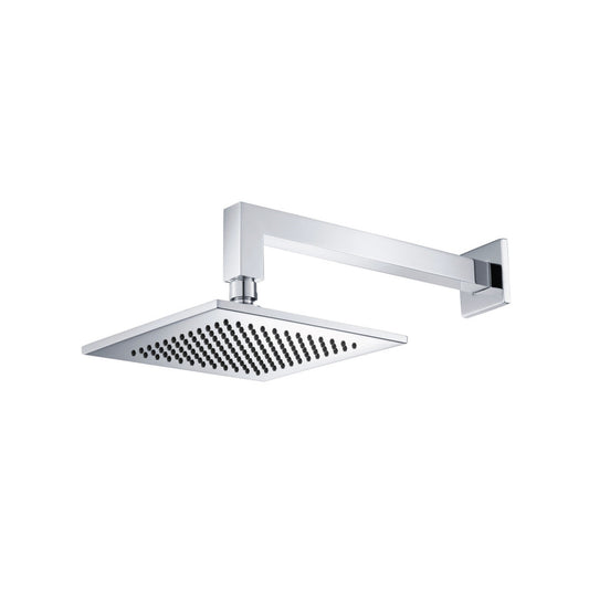 Flusso Faucets Universal Fixtures 8" Solid Brass Showerhead / Rainhead With 12" Wall Mount Shower Arm in Chrome (HS1001WCP)