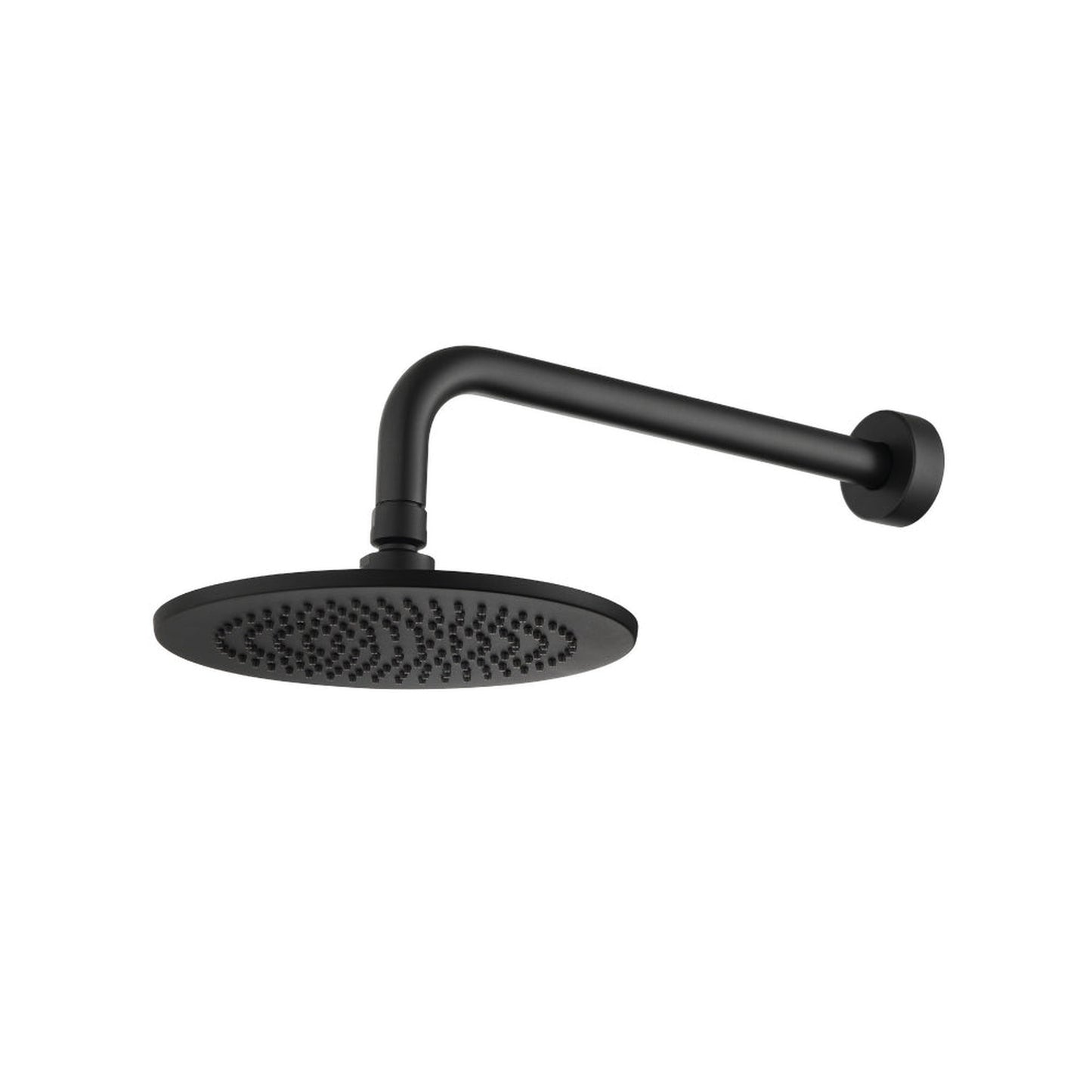 Flusso Faucets Universal Fixtures 8" Solid Brass Showerhead / Rainhead With 12" Wall Mount Shower Arm in Matte Black (HS1002WMB)