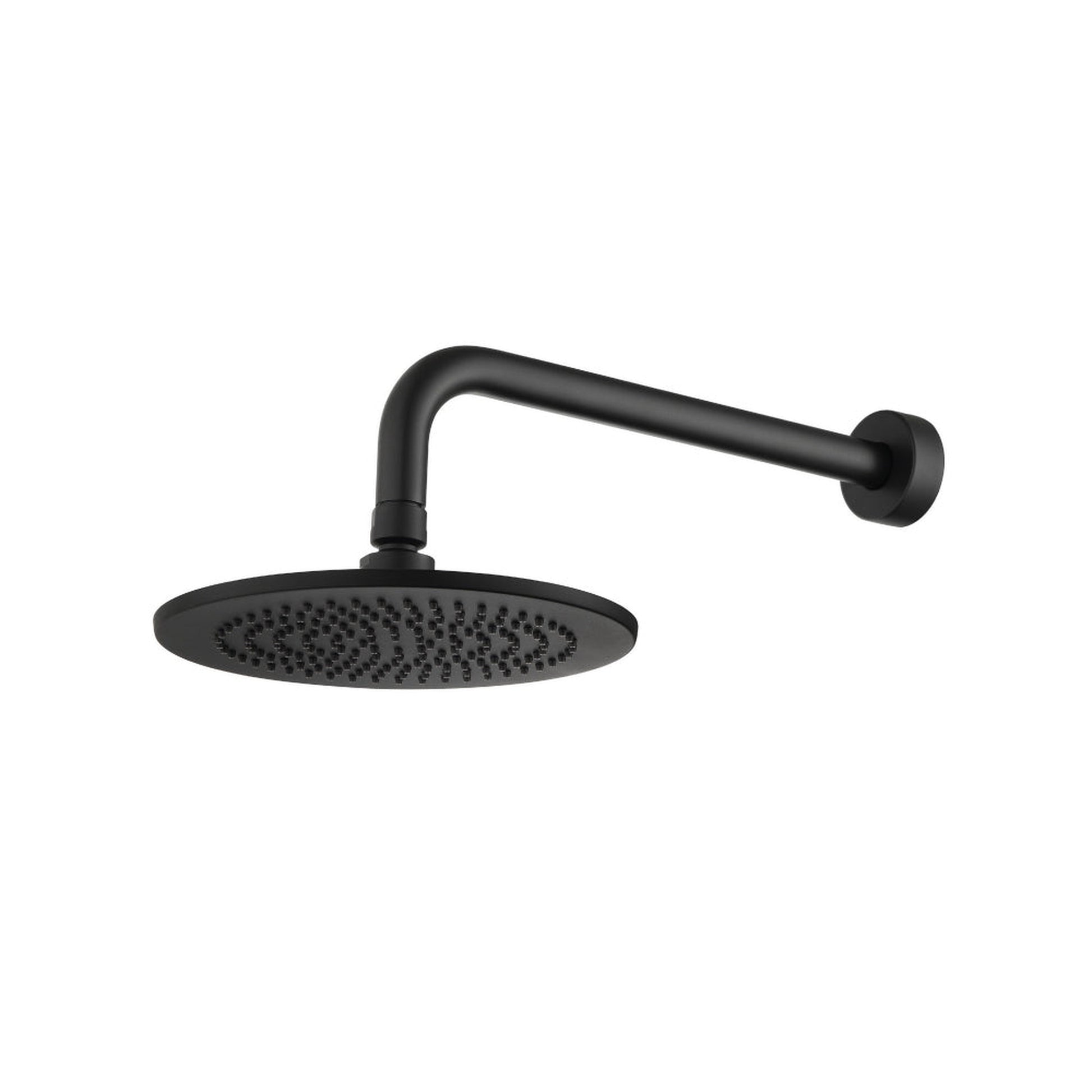 Flusso Faucets Universal Fixtures 8" Solid Brass Showerhead / Rainhead With 12" Wall Mount Shower Arm in Matte Black (HS1002WMB)