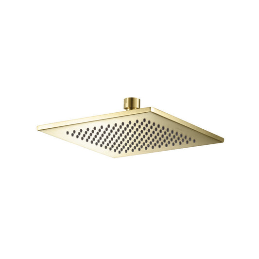 Flusso Faucets Universal Fixtures 8" Square Solid Brass Showerhead / Rainhead in Satin Brass