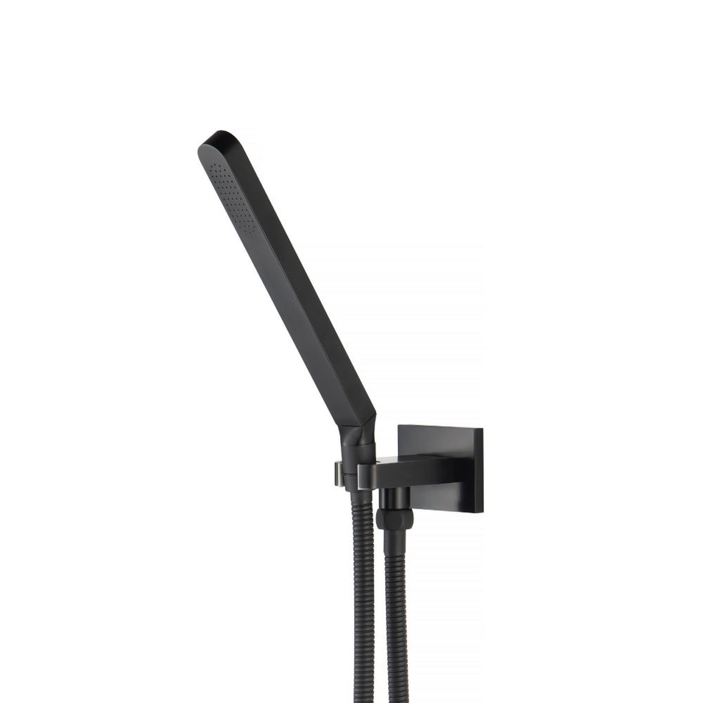 Flusso Faucets Universal Fixtures Hand Shower Set With Holder and Elbow Combo in Matte Black (SHS.1028MB)