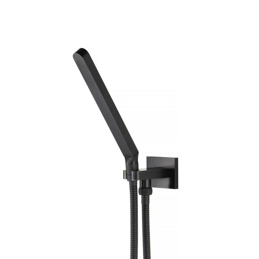 Flusso Faucets Universal Fixtures Hand Shower Set With Holder and Elbow Combo in Matte Black (SHS.1028MB)