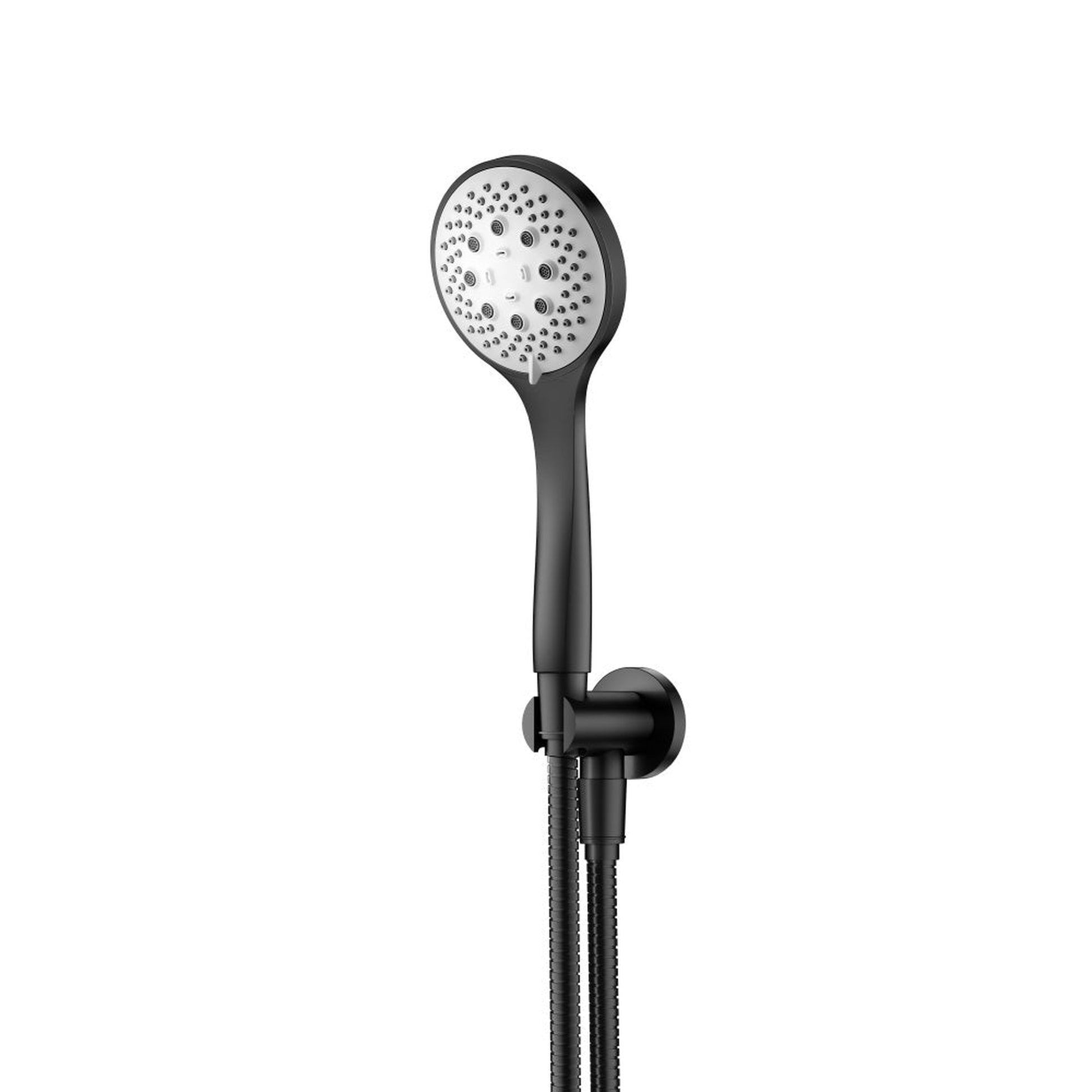 Flusso Faucets Universal Fixtures Hand Shower Set With Holder and Elbow Combo in Matte Black (SHS.5125MB)