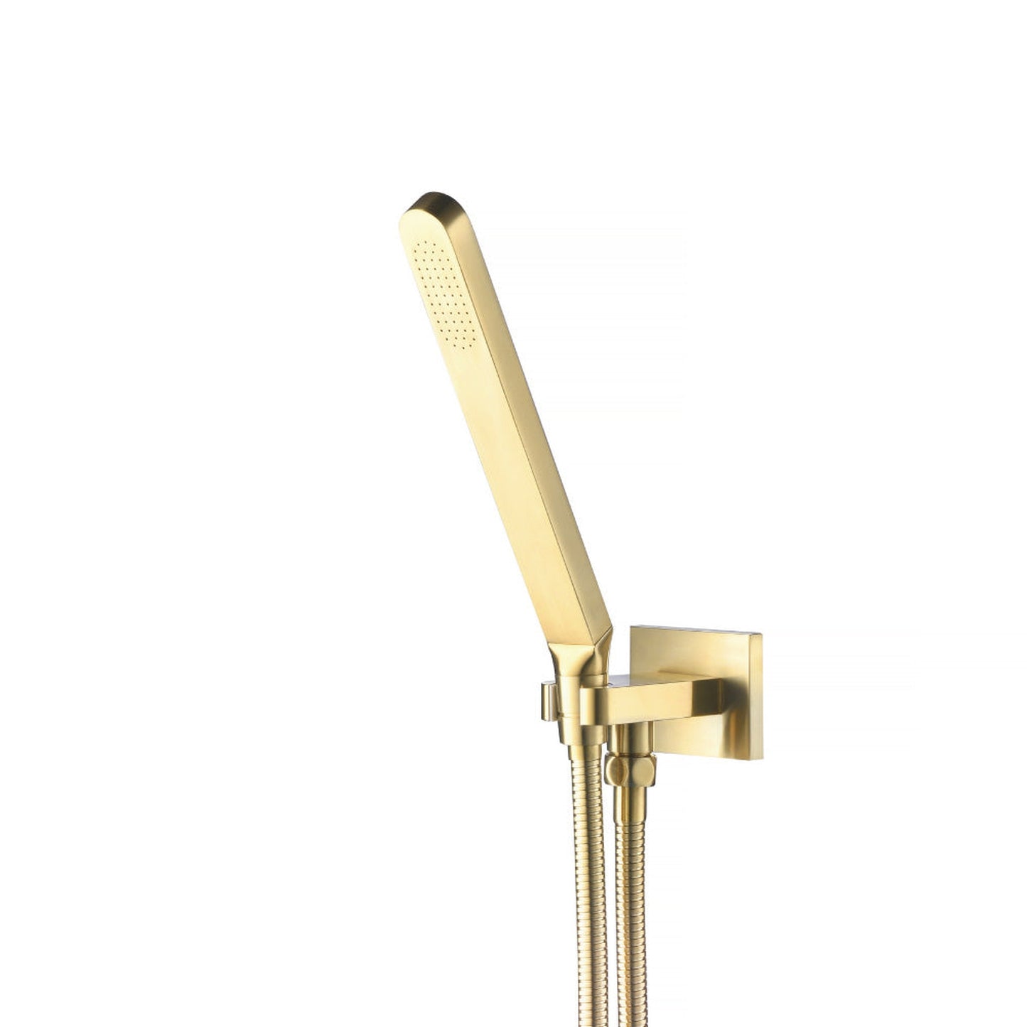 Flusso Faucets Universal Fixtures Hand Shower Set With Holder and Elbow Combo in Satin Brass (SHS.1028SB)