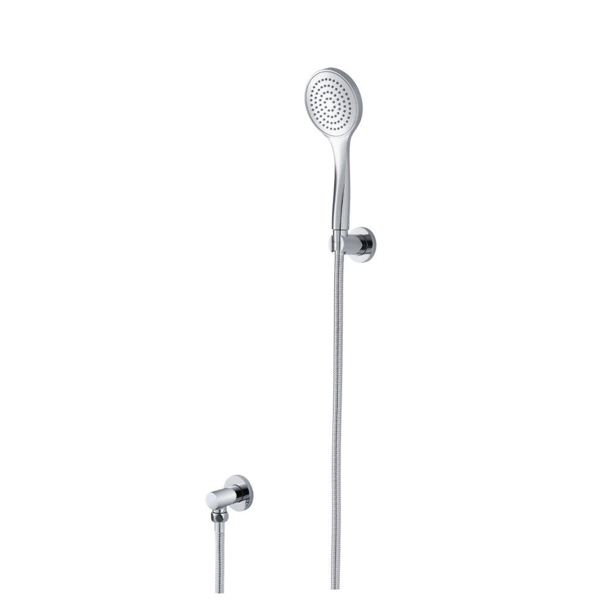 Flusso Faucets Universal Fixtures Hand Shower Set With Holder and Elbow in Chrome (SHS.1000CP)