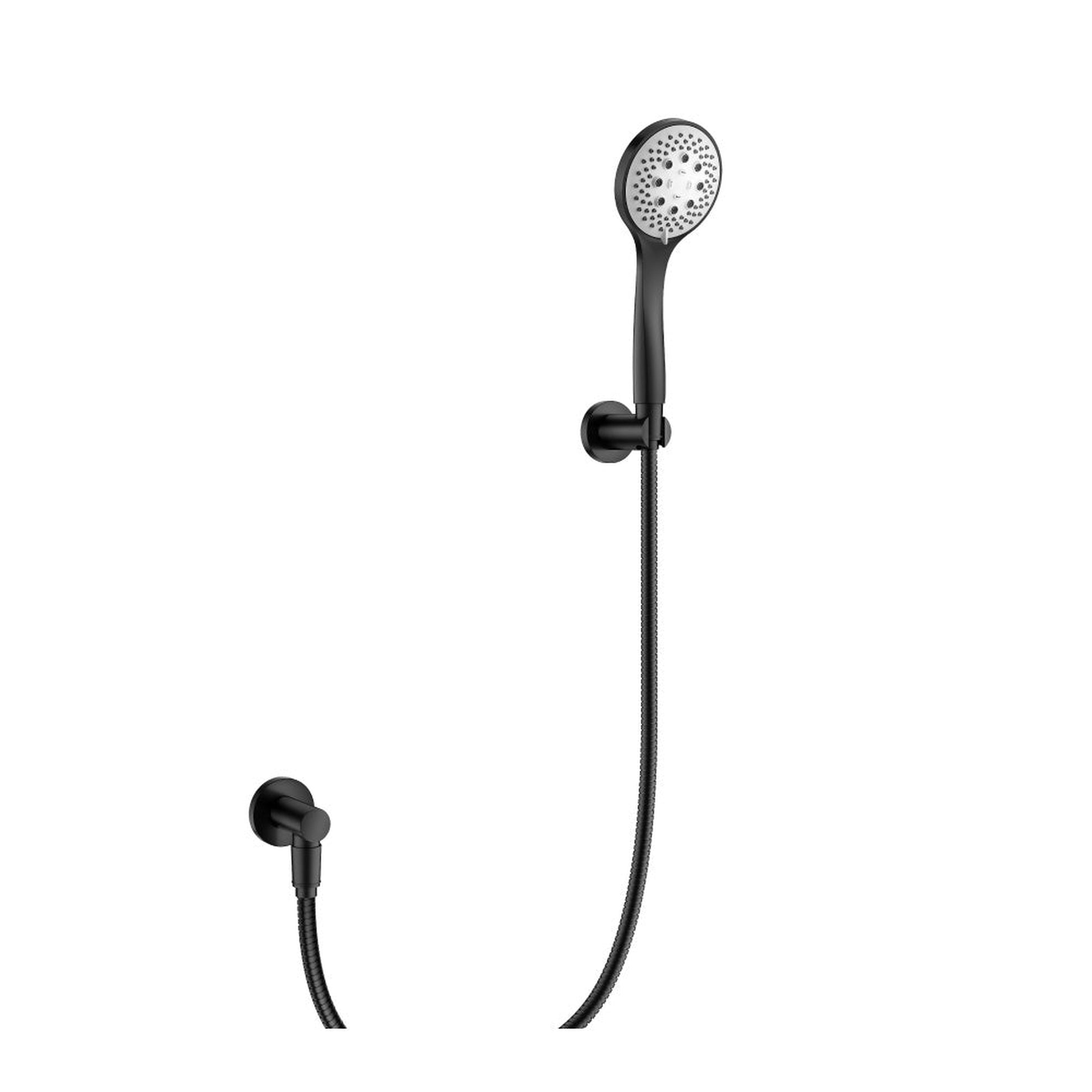 Flusso Faucets Universal Fixtures Hand Shower Set With Holder and Elbow in Matte Black (SHS.5105MB)