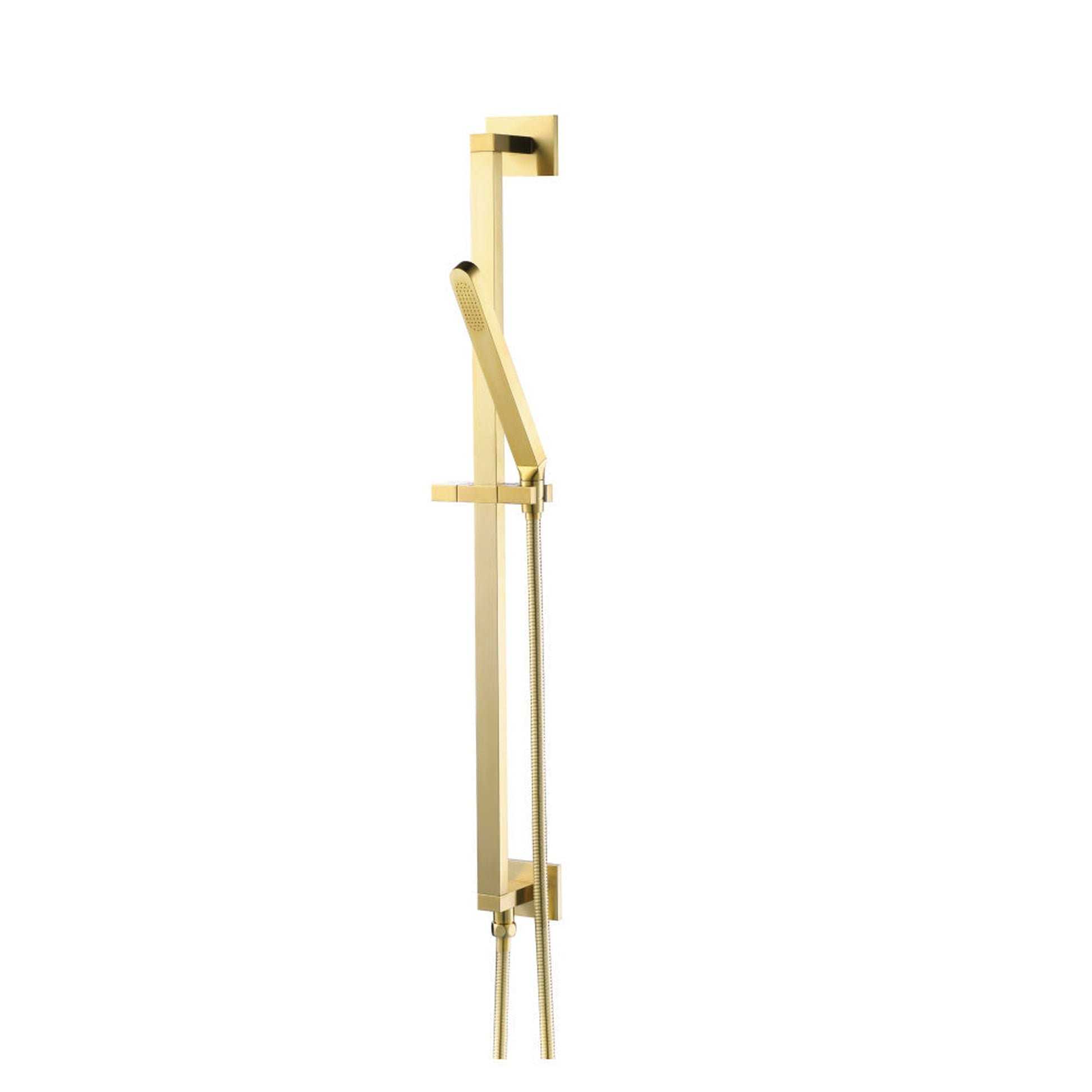 Flusso Faucets Universal Fixtures Hand Shower Set With Slide Bar, Integrated Elbow and Hose in Satin Brass (SHS.2018SB)