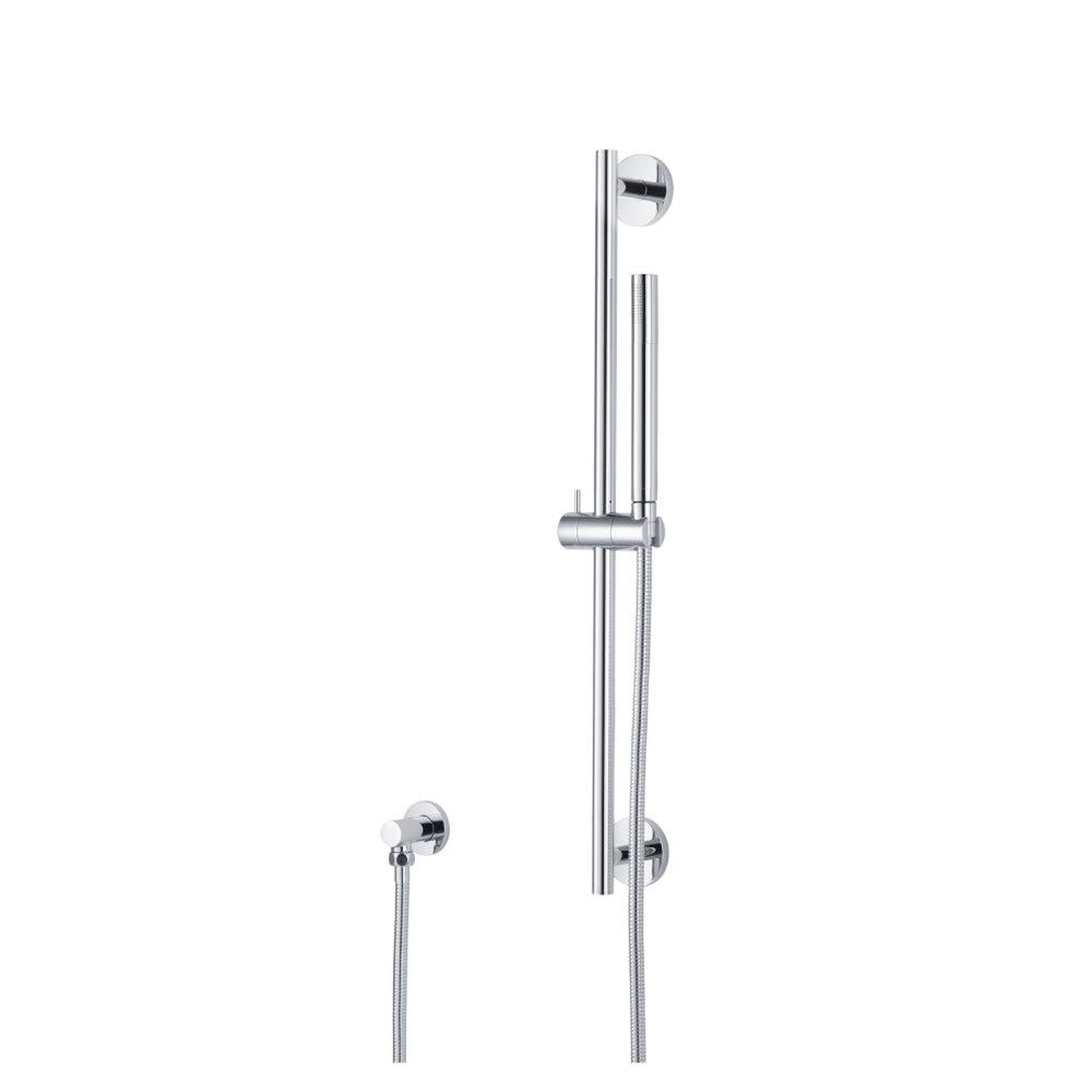 Flusso Faucets Universal Fixtures Hand Shower Set With Slide Bar and Elbow in Brushed Nickel (SHS.1014BN)
