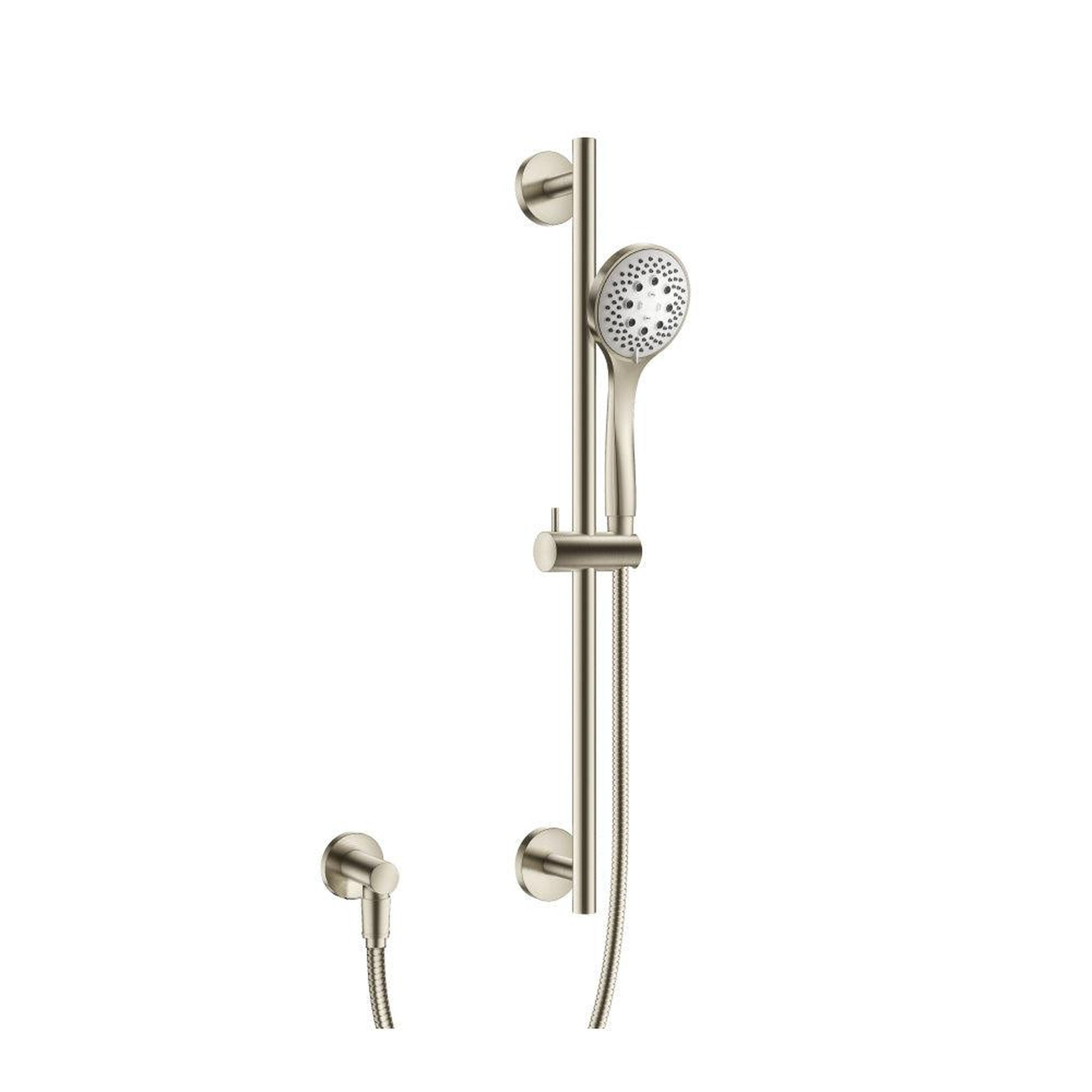 Flusso Faucets Universal Fixtures Hand Shower Set With Slide Bar and Elbow in Brushed Nickel (SHS.5115BN)