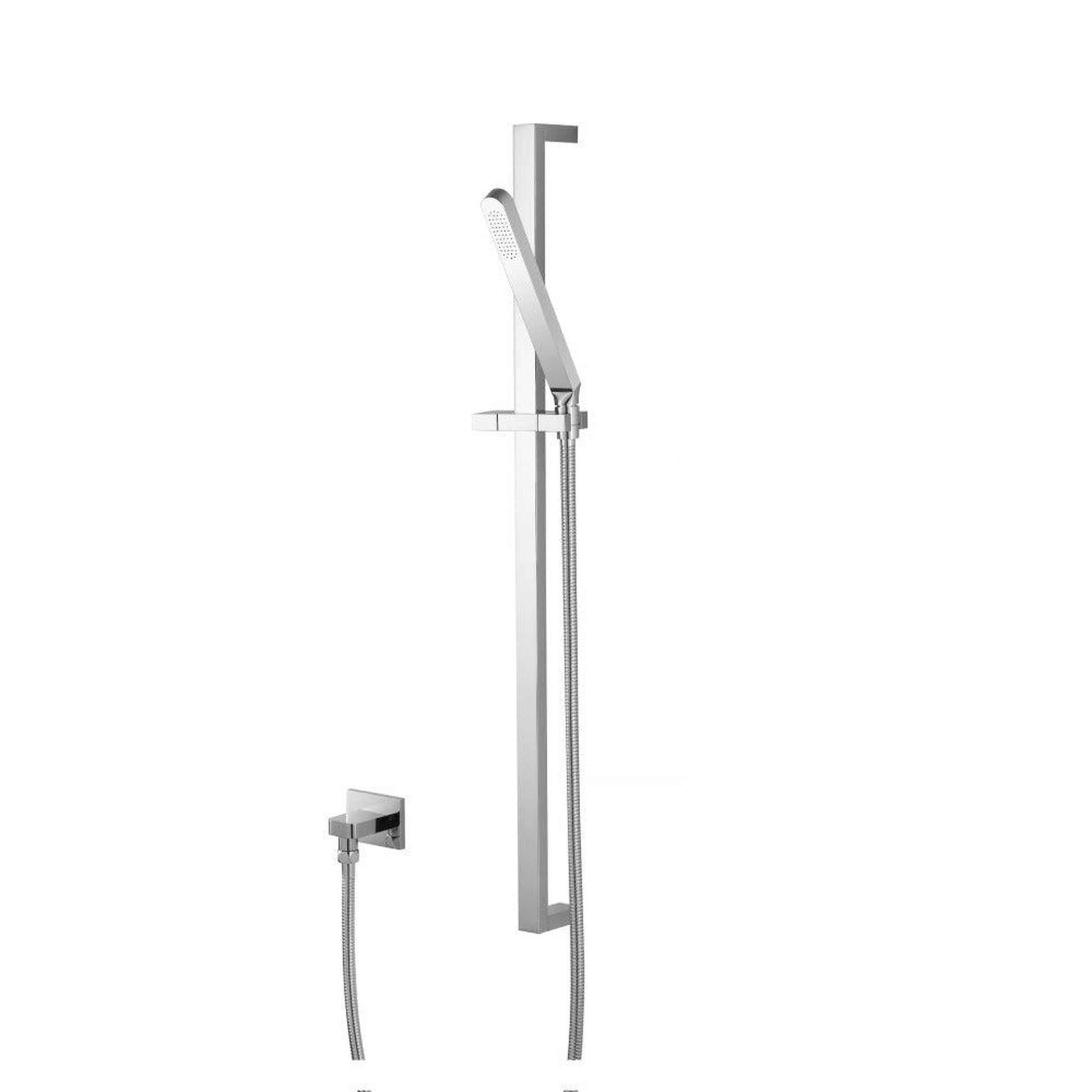 Flusso Faucets Universal Fixtures Hand Shower Set With Slide Bar and Elbow in Chrome (SHS.1018CP)