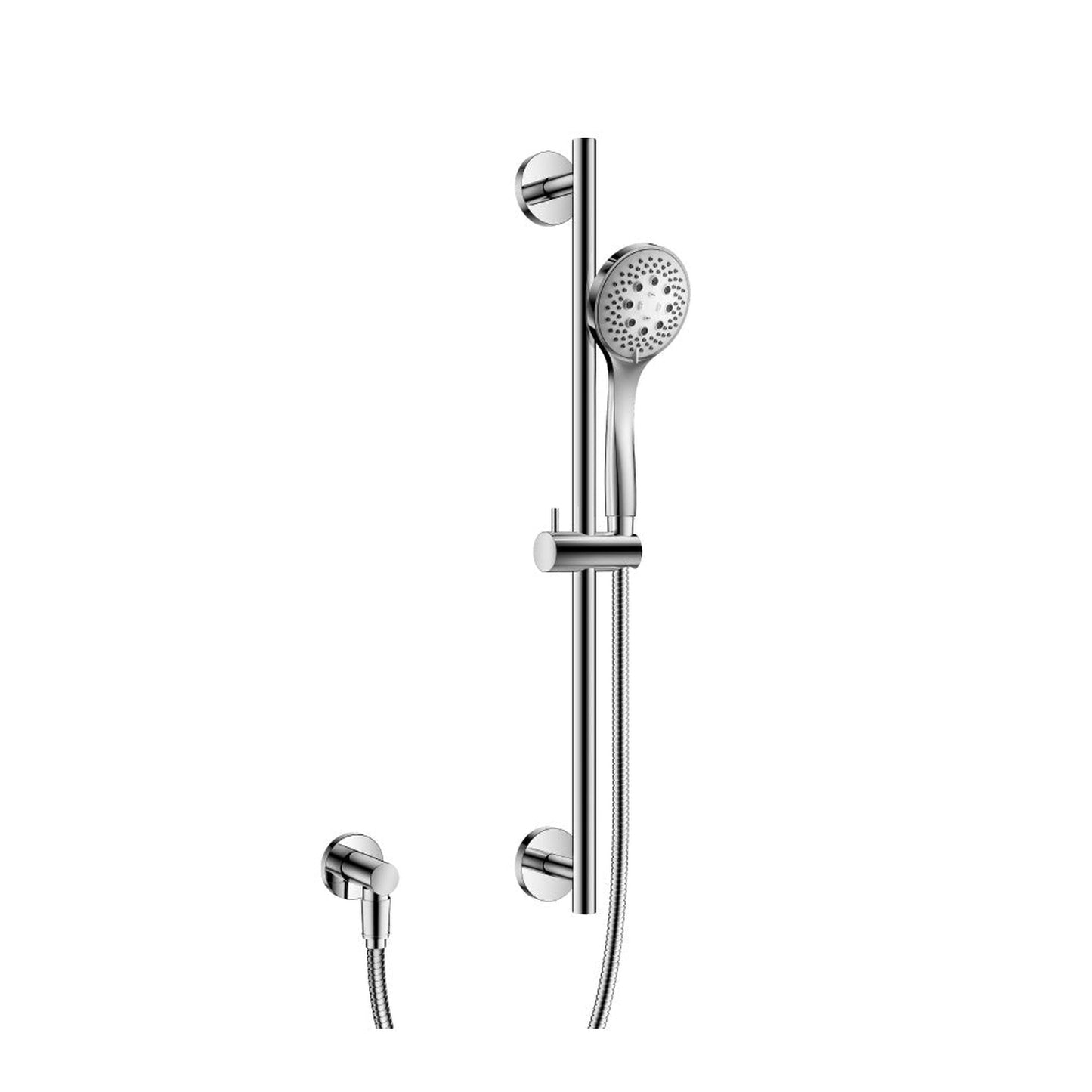 Flusso Faucets Universal Fixtures Hand Shower Set With Slide Bar and Elbow in Chrome (SHS.5115CP)