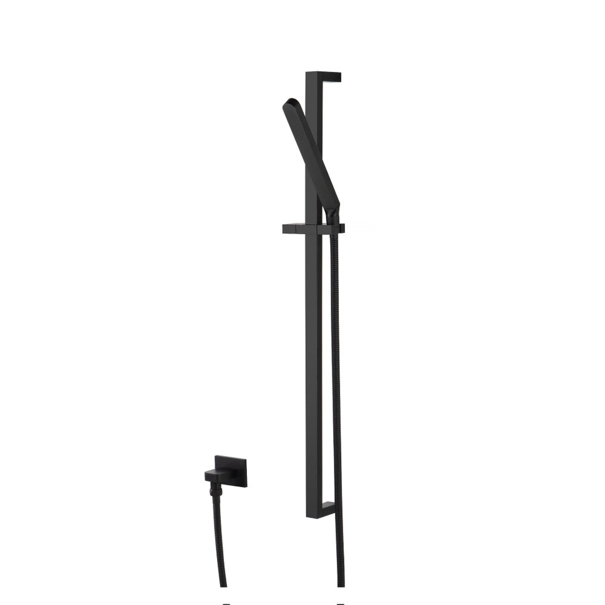 Flusso Faucets Universal Fixtures Hand Shower Set With Slide Bar and Elbow in Matte Black (SHS.1018MB)