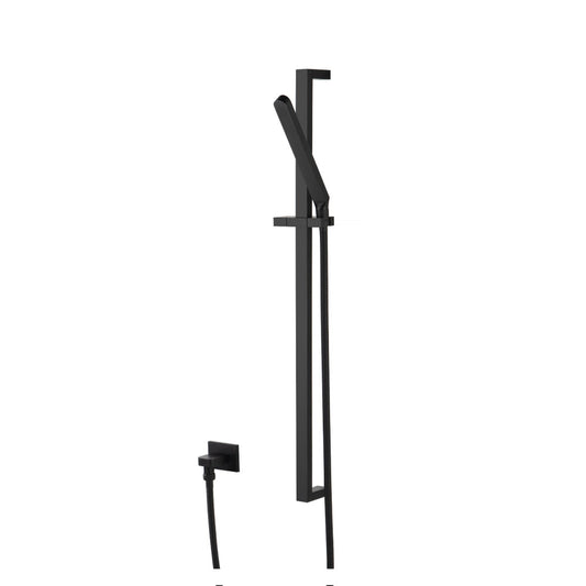 Flusso Faucets Universal Fixtures Hand Shower Set With Slide Bar and Elbow in Matte Black (SHS.1018MB)