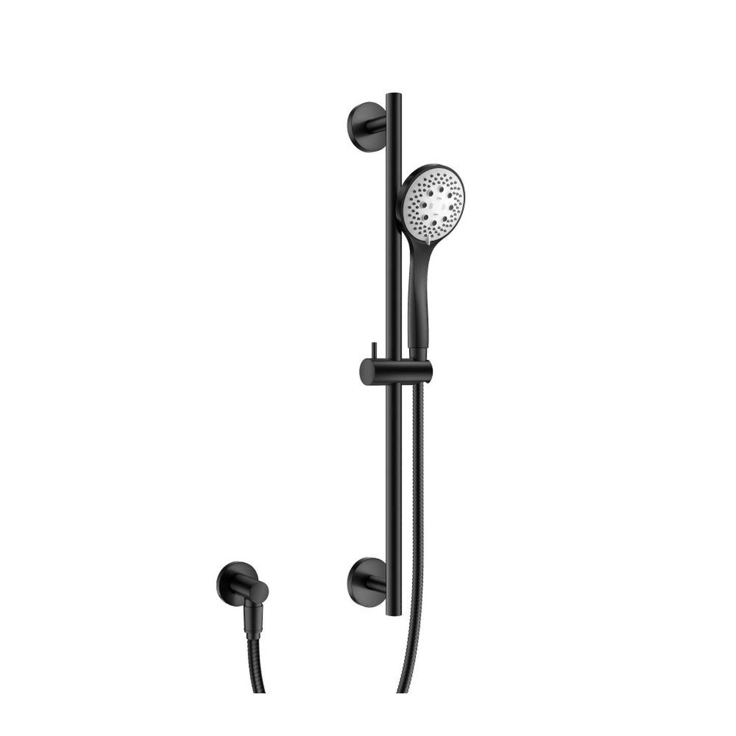 Flusso Faucets Universal Fixtures Hand Shower Set With Slide Bar and Elbow in Matte Black (SHS.5115MB)