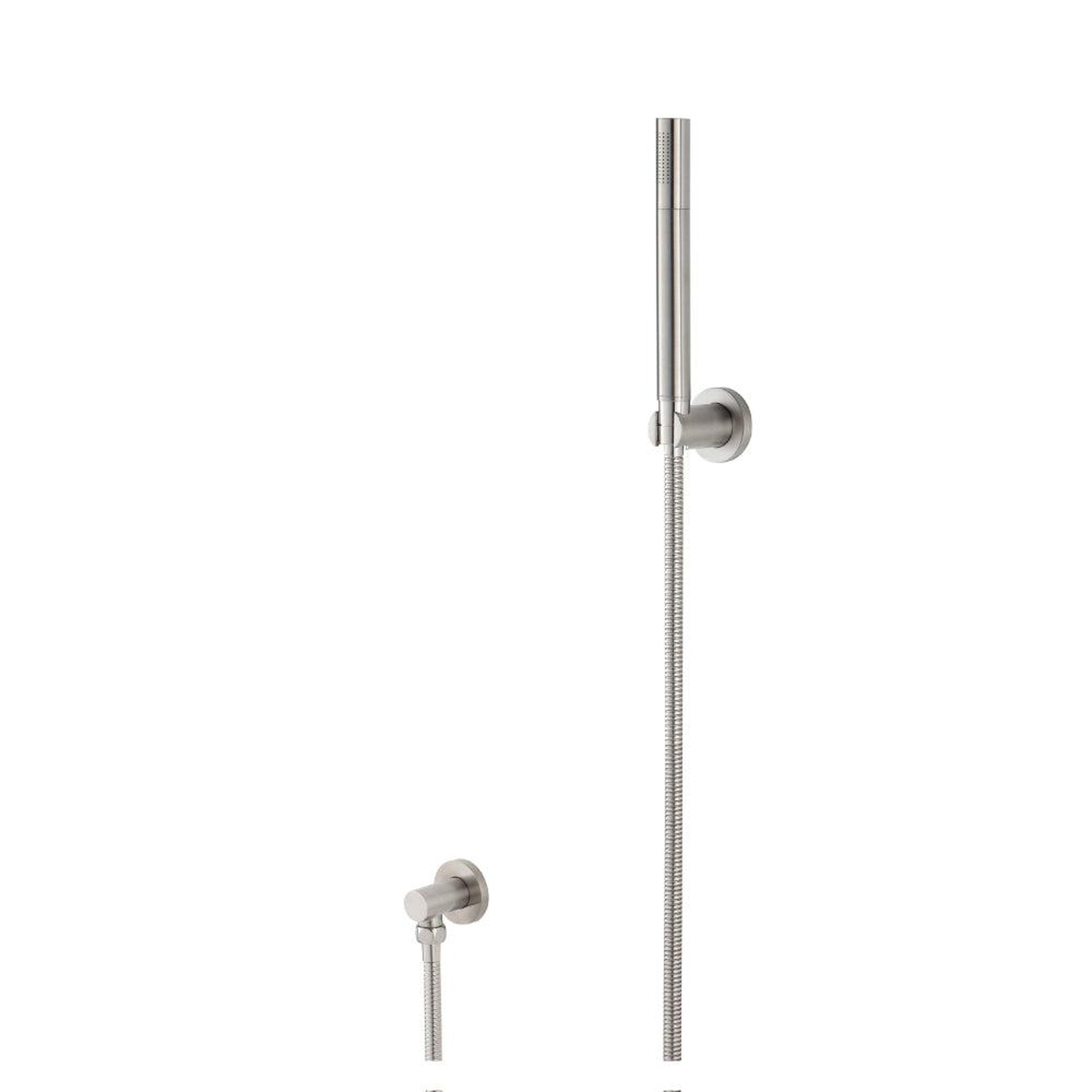 Flusso Faucets Universal Fixtures Hand Shower Set With Wall Elbow, Holder and Hose in Brushed Nickel (HS1004BN)
