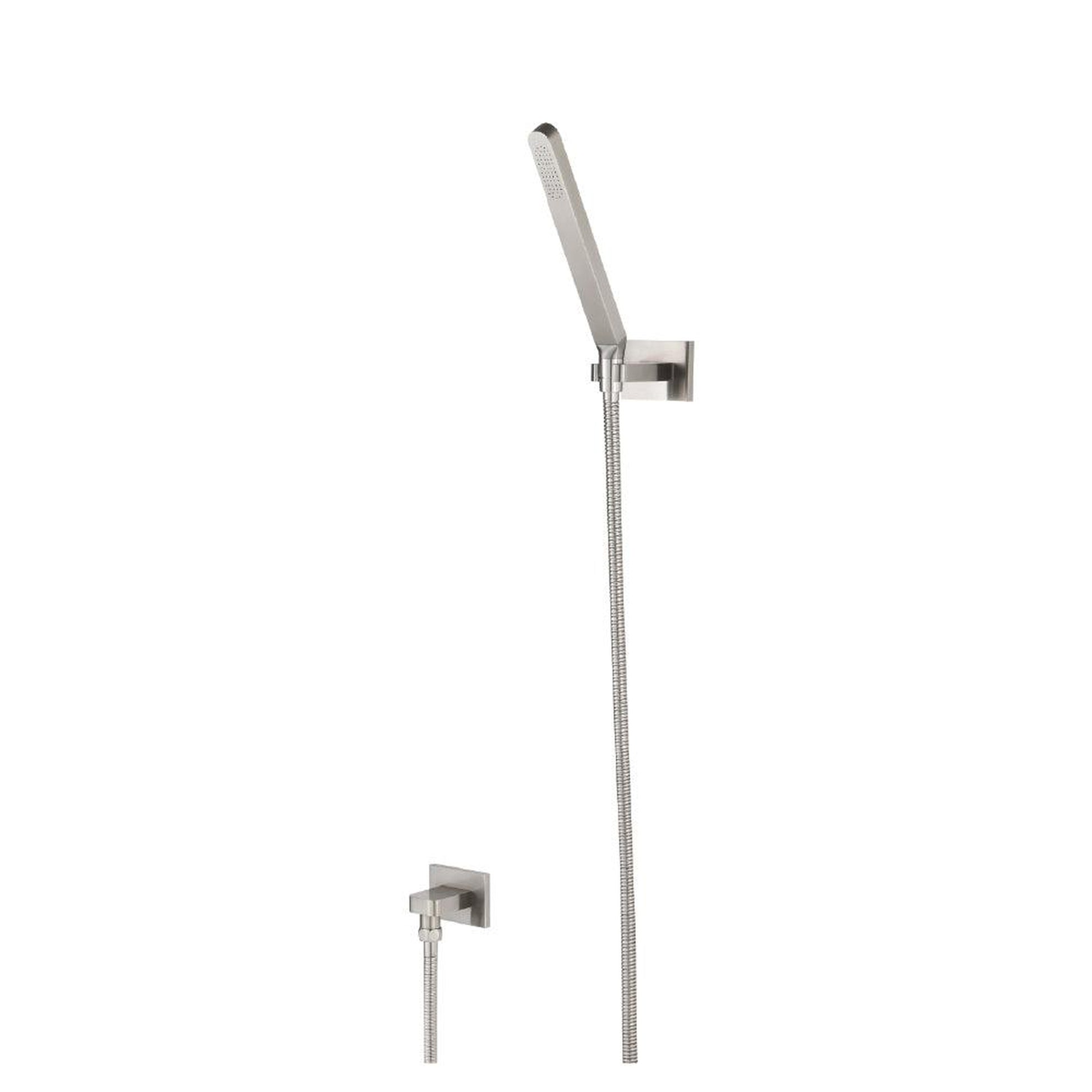 Flusso Faucets Universal Fixtures Hand Shower Set With Wall Elbow, Holder and Hose in Brushed Nickel (HS1008BN)