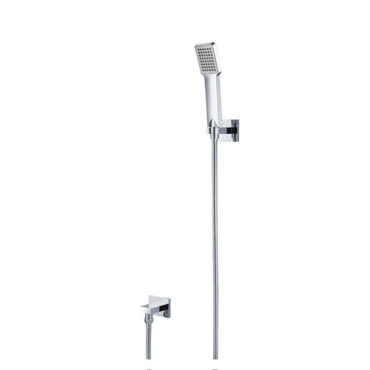 Flusso Faucets Universal Fixtures Hand Shower Set With Wall Elbow, Holder and Hose in Chrome (HS1005CP)