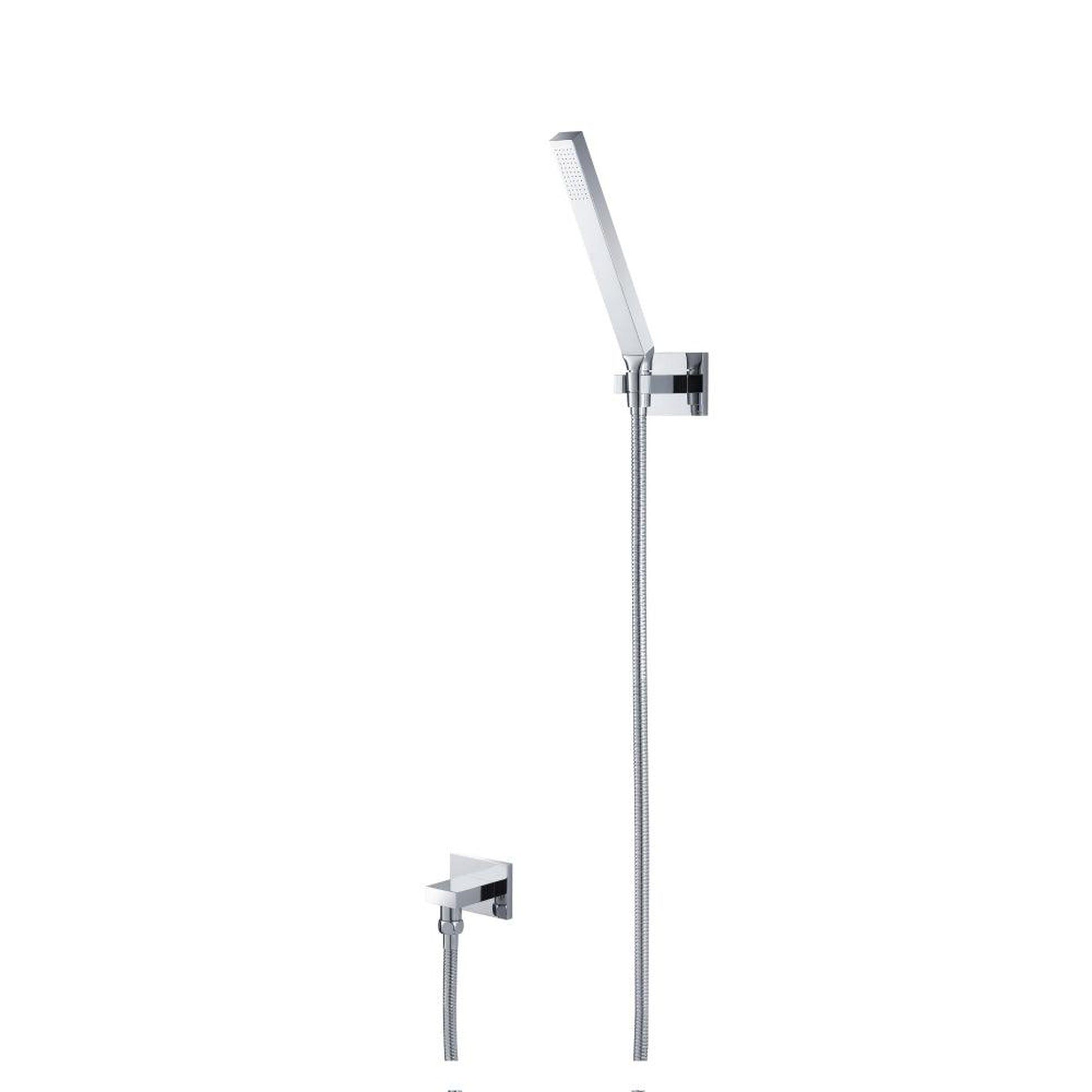 Flusso Faucets Universal Fixtures Hand Shower Set With Wall Elbow, Holder and Hose in Chrome (HS1006CP)