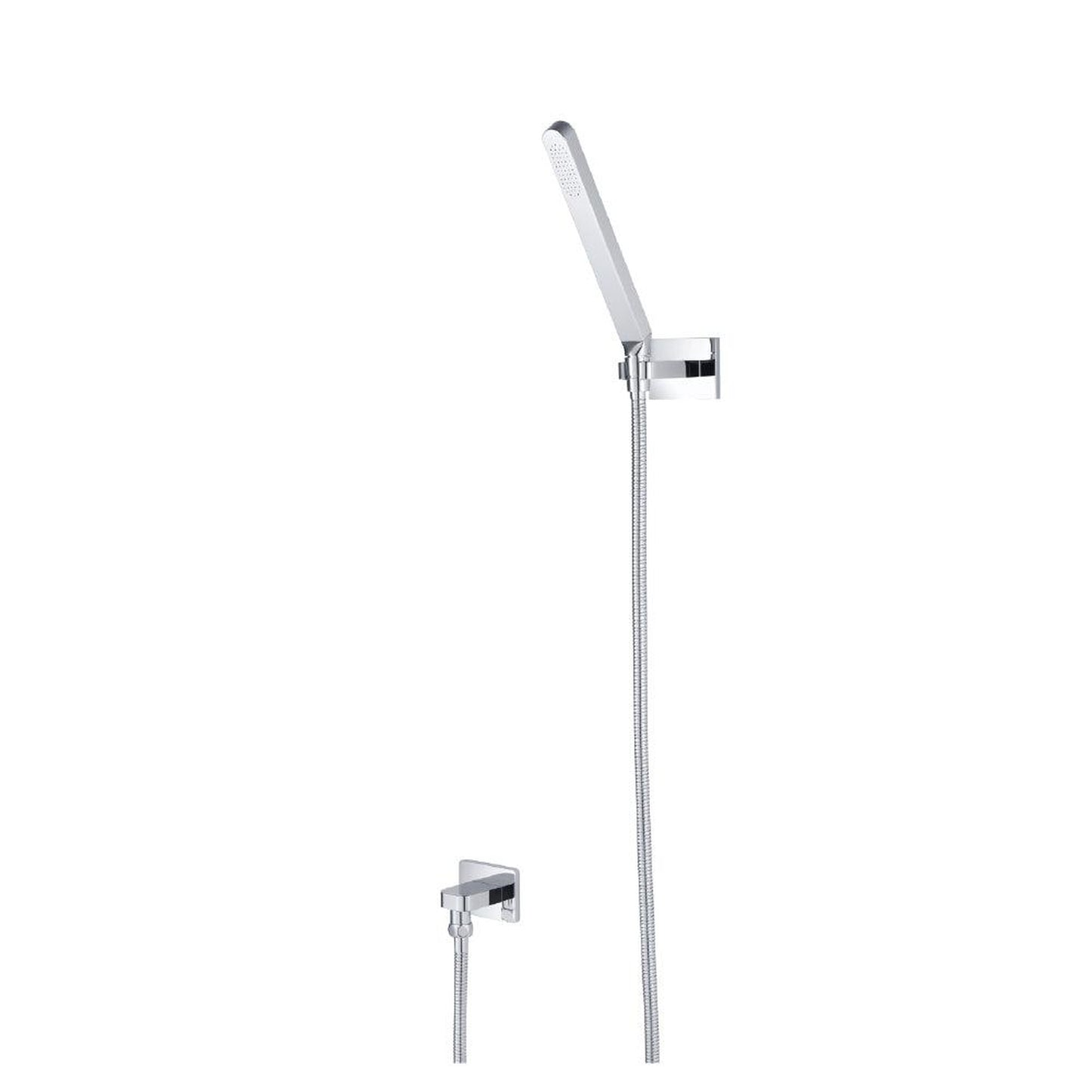 Flusso Faucets Universal Fixtures Hand Shower Set With Wall Elbow, Holder and Hose in Chrome (HS1008CP)