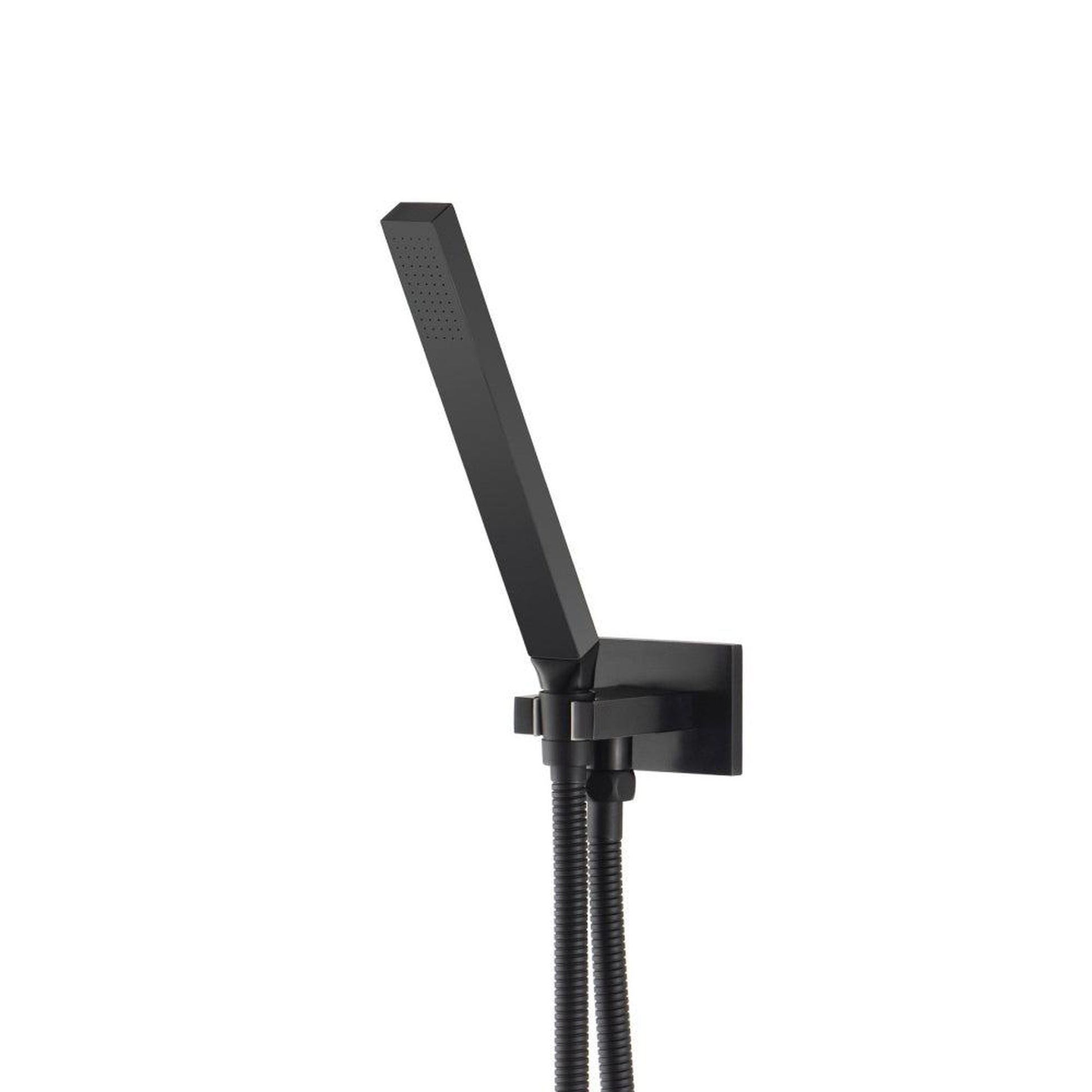 Flusso Faucets Universal Fixtures Hand Shower Set With Wall Elbow, Holder and Hose in Matte Black (HS1003MB)