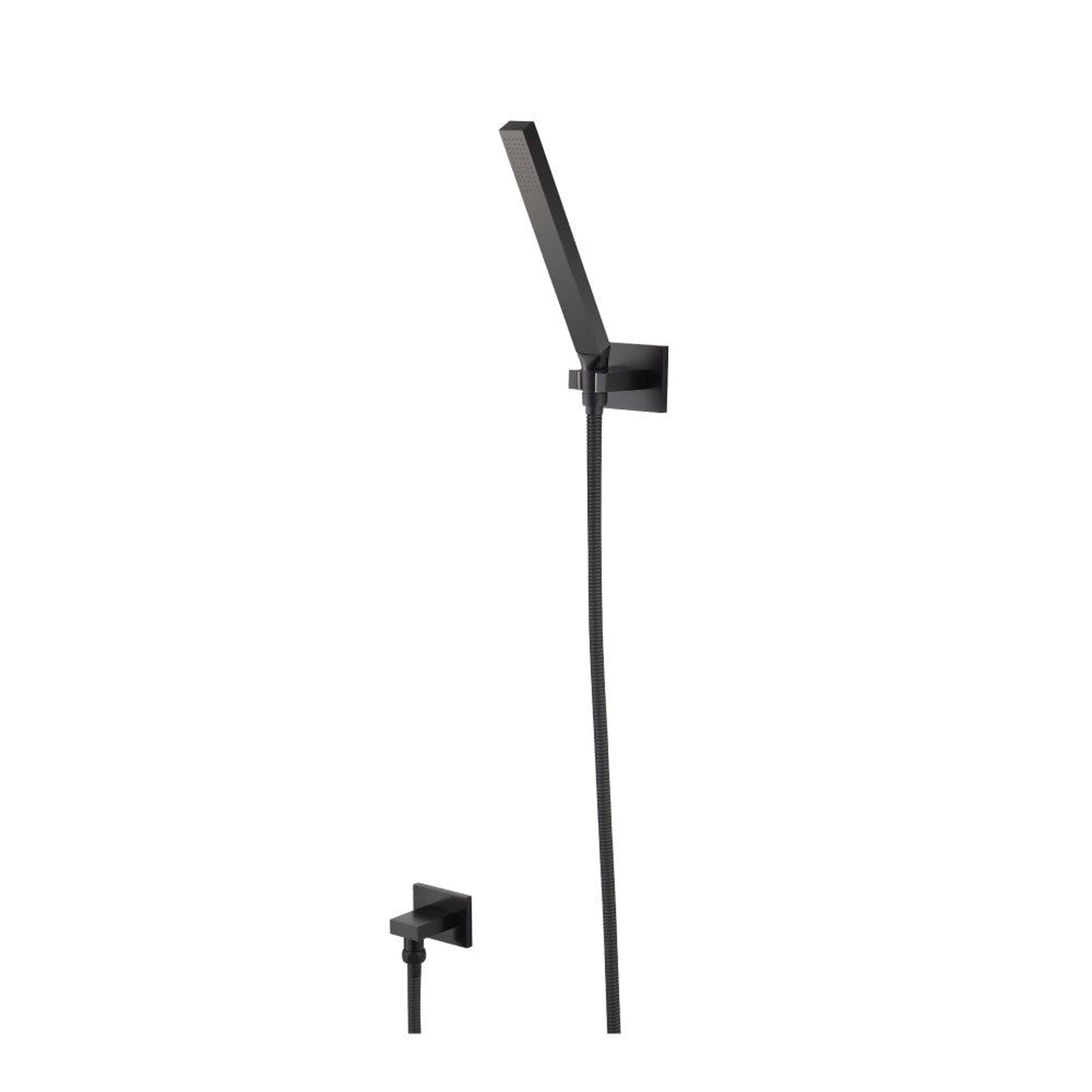Flusso Faucets Universal Fixtures Hand Shower Set With Wall Elbow, Holder and Hose in Matte Black (HS1006MB)