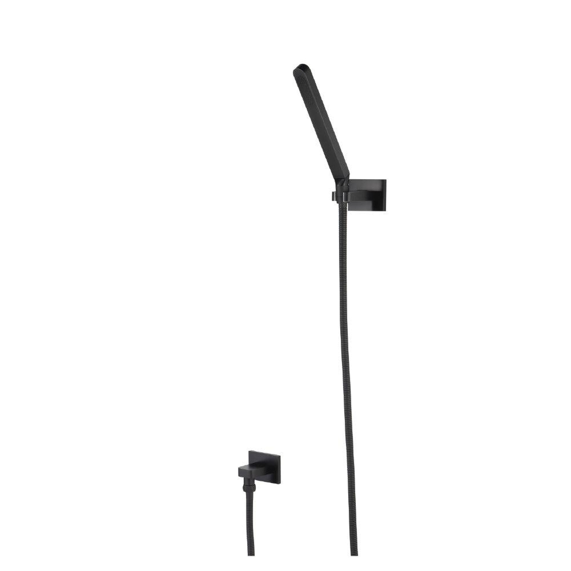 Flusso Faucets Universal Fixtures Hand Shower Set With Wall Elbow, Holder and Hose in Matte Black (HS1008MB)