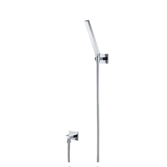 Flusso Faucets Universal Fixtures Hand Shower Set With Wall Elbow, Holder and Hose in Polished Nickel (HS1006PN)