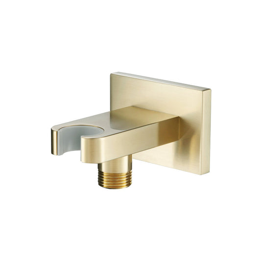 Flusso Faucets Universal Fixtures Wall Elbow With Combo Holder in Satin Brass (HS8007SB)