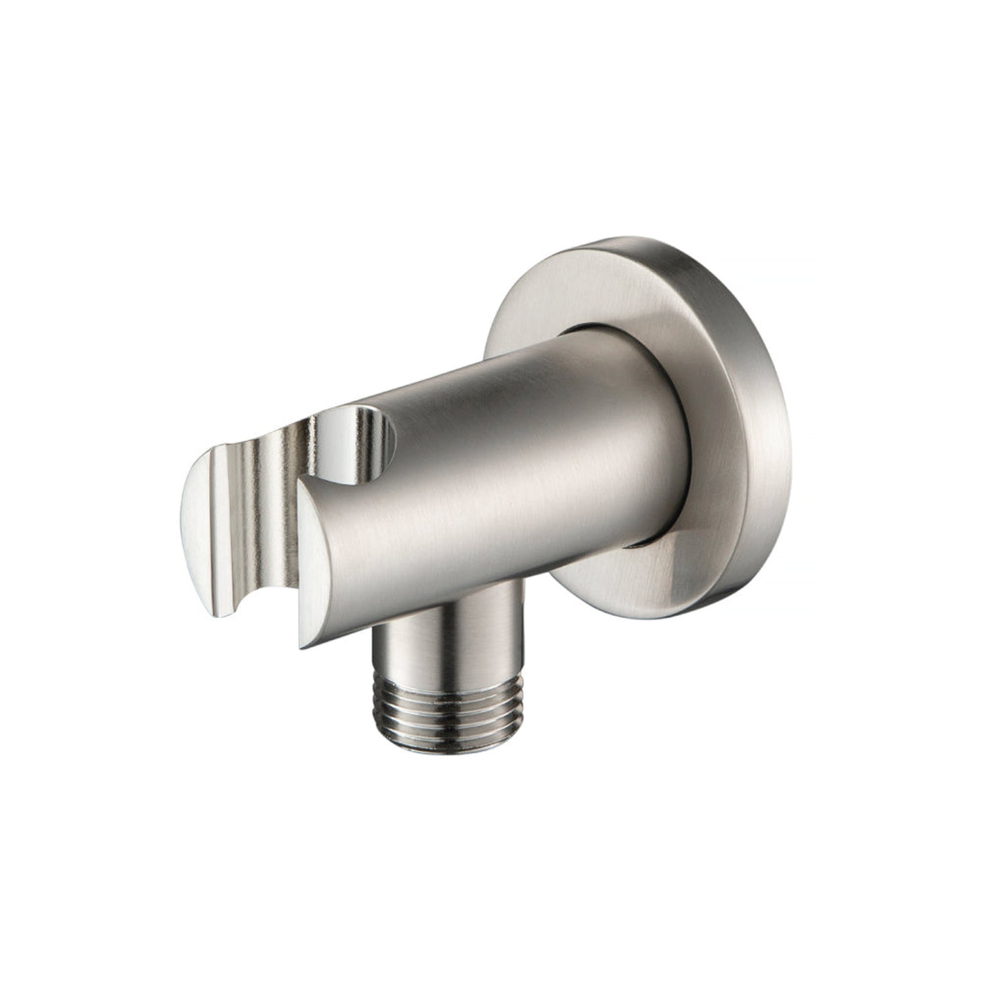 Flusso Faucets Universal Fixtures Wall Elbow With Holder in Brushed Nickel